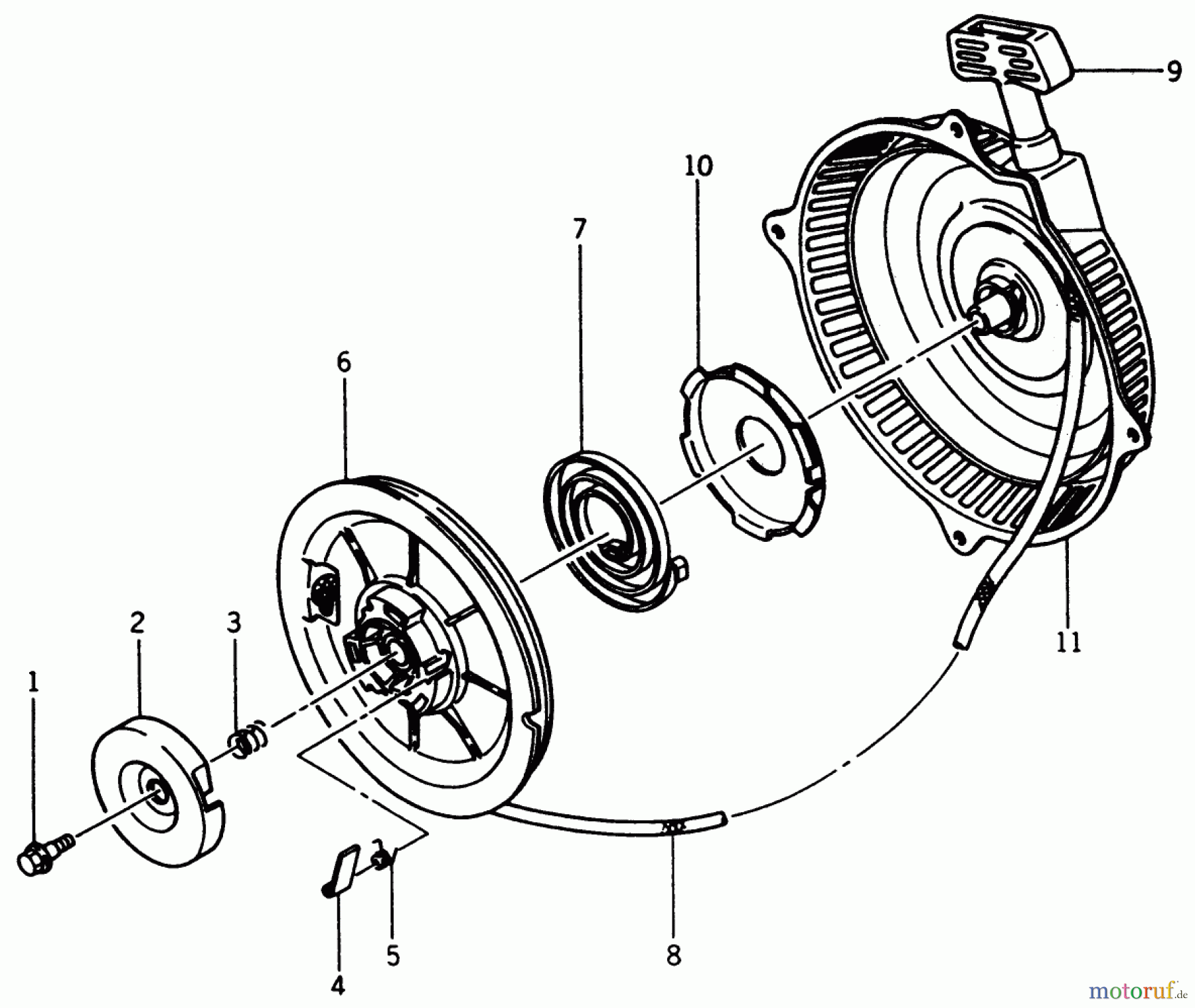 Toro Neu Mowers, Rear-Engine Rider B3-08B302 (108-3) - Toro 108-3 Rear Engine Rider, 1981 RECOIL STARTER