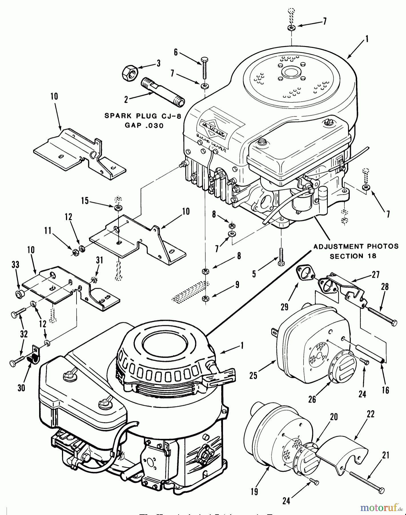 Toro Neu Mowers, Rear-Engine Rider C3-12K502 (112-C) - Toro 112-C Rear Engine Rider, 1988 ENGINES