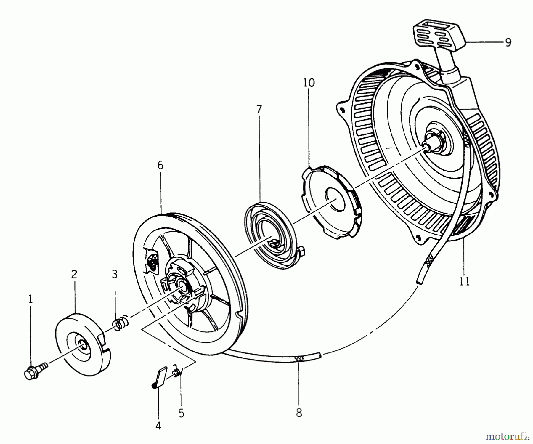 Toro Neu Mowers, Rear-Engine Rider 33-11B602 (111-6) - Toro 111-6 Rear Engine Rider, 1988 RECOIL STARTER