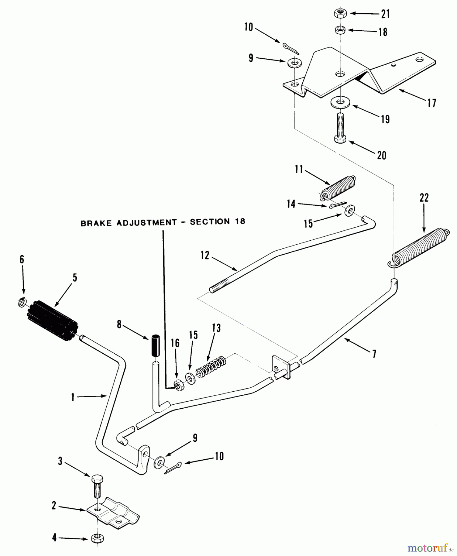 Toro Neu Mowers, Rear-Engine Rider 33-11BP01 (A-115) - Toro A-115 5-Speed Rear Engine Rider, 1985 CLUTCH, BRAKE LINKAGE