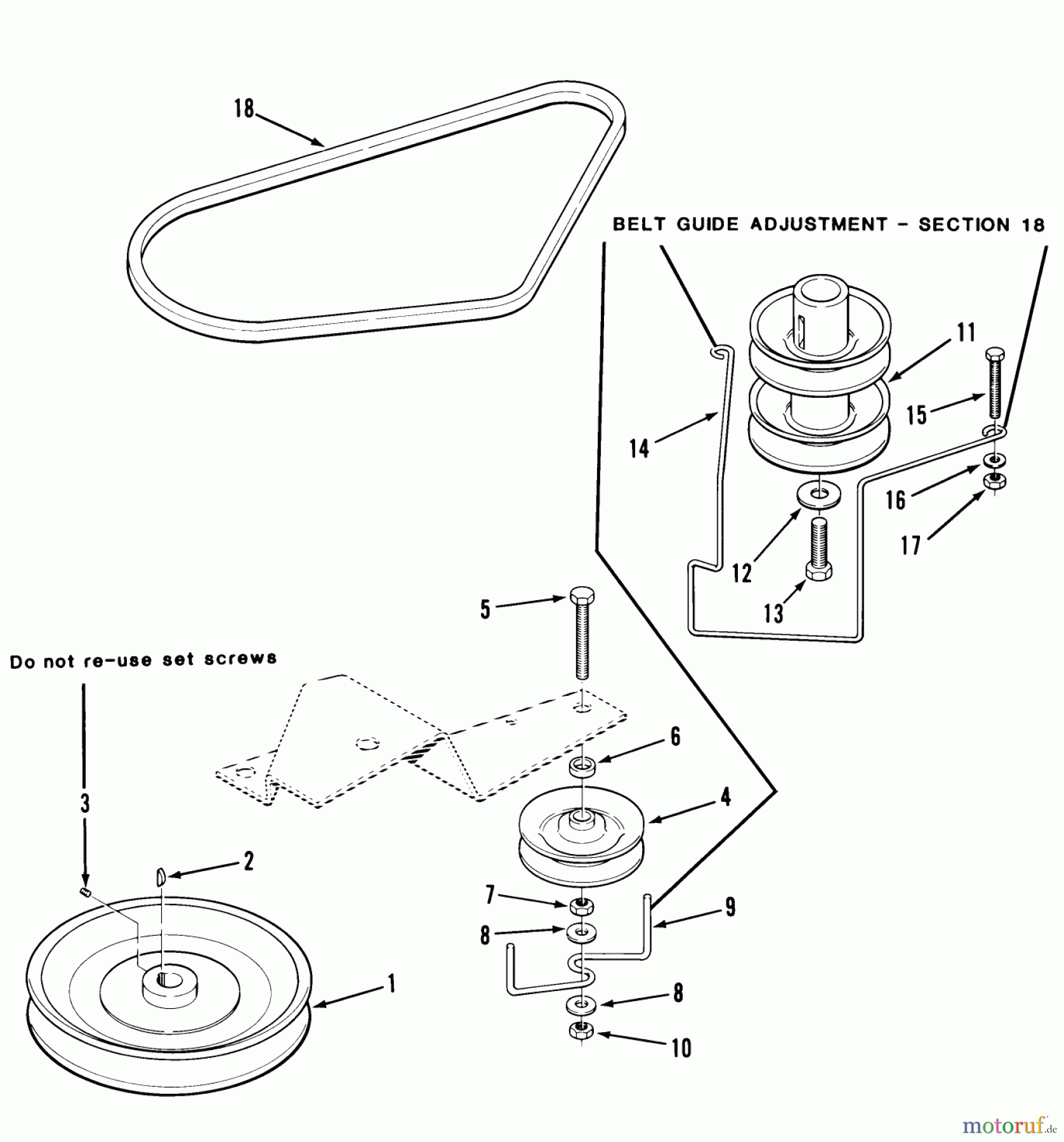 Toro Neu Mowers, Rear-Engine Rider 33-08BP01 (A-85) - Toro A-85 5-Speed Rear Engine Rider, 1985 DRIVE BELT AND PULLEYS