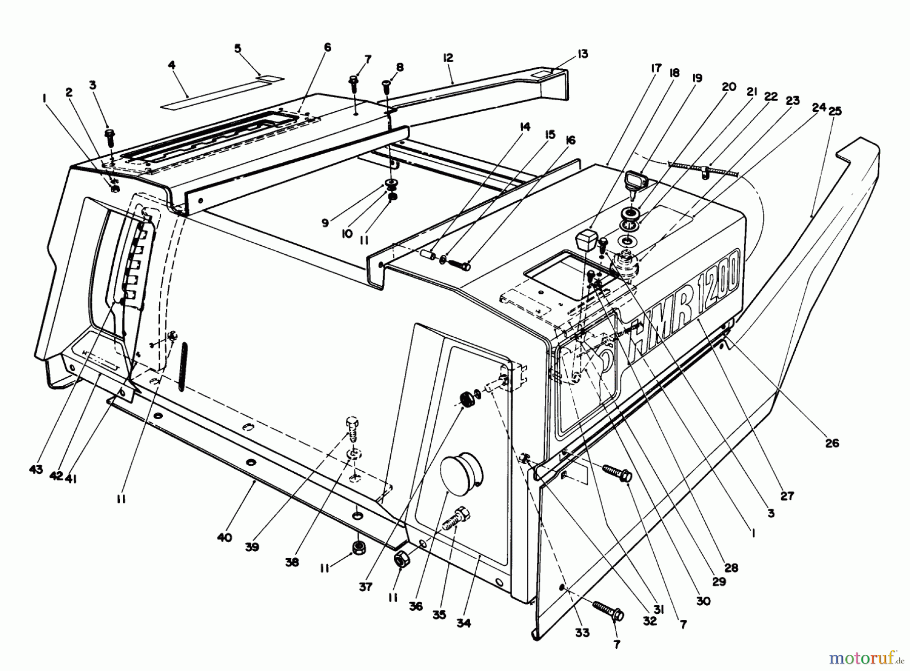 Toro Neu Mowers, Rear-Engine Rider 55600 - Toro HMR-1200, 1989 (9000001-9999999) BODY ASSEMBLY