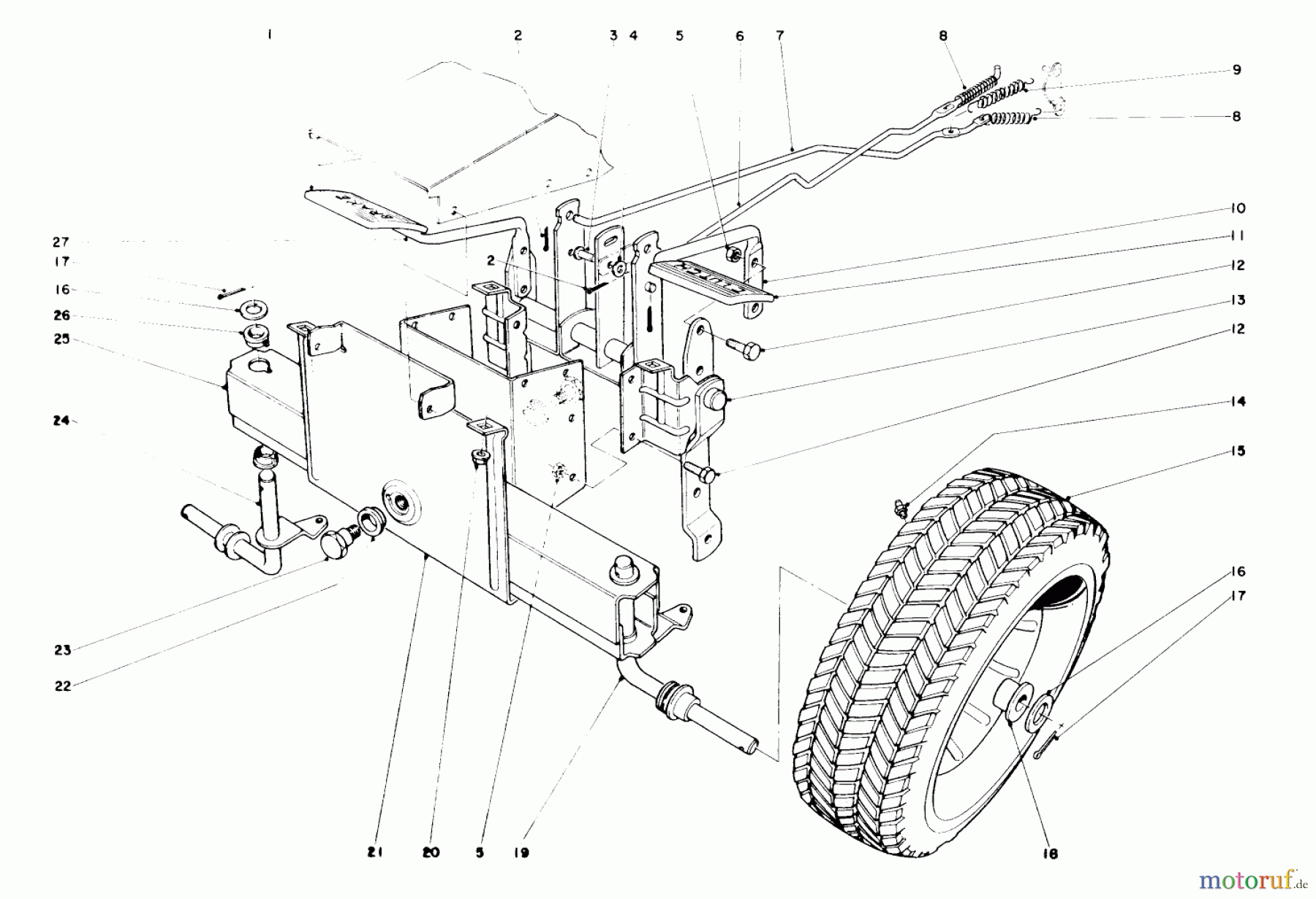 Toro Neu Mowers, Rear-Engine Rider 56000 (526) - Toro 526 Sportsman Rider, 1974 (4000001-4999999) FRONT AXLE ASSEMBLY