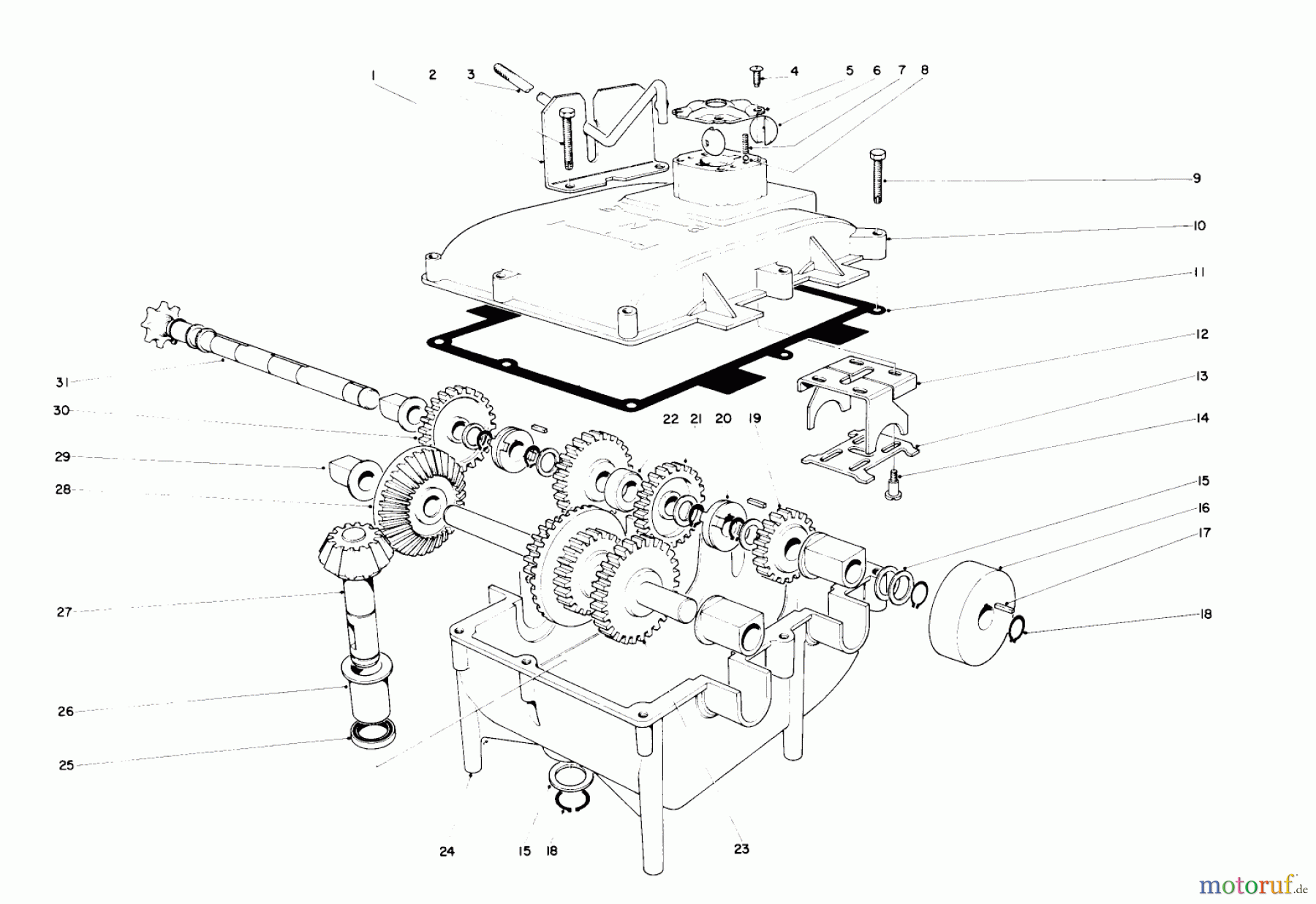 Toro Neu Mowers, Rear-Engine Rider 56000 (526) - Toro 526 Sportsman Rider, 1971 (1000001-1999999) TRANSMISSION ASSEMBLY