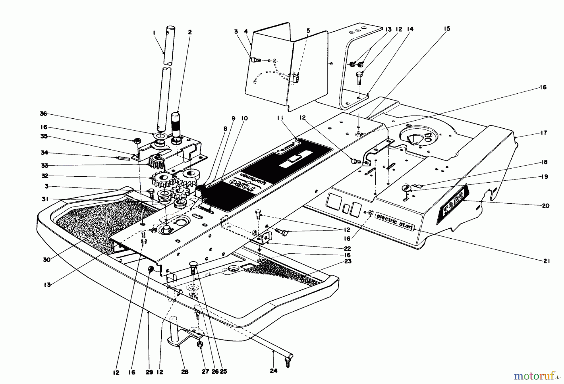 Toro Neu Mowers, Rear-Engine Rider 56100 (732) - Toro 732 Sportsman Rider, 1972 (2000001-2999999) FRAME ASSEMBLY