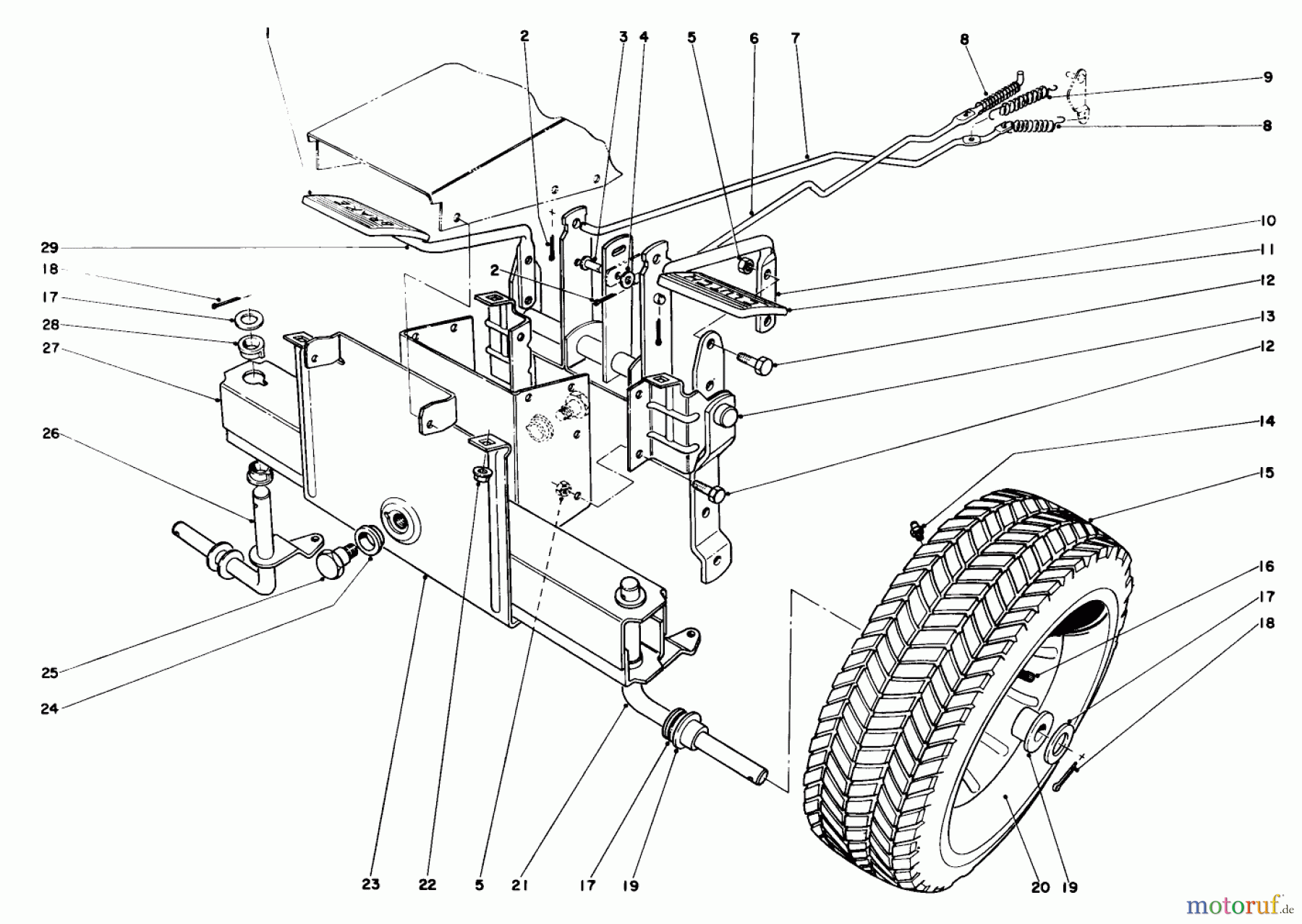 Toro Neu Mowers, Rear-Engine Rider 56100 (732) - Toro 732 Sportsman Rider, 1973 (3000001-3999999) FRONT AXLE AND WHEEL ASSEMBLY