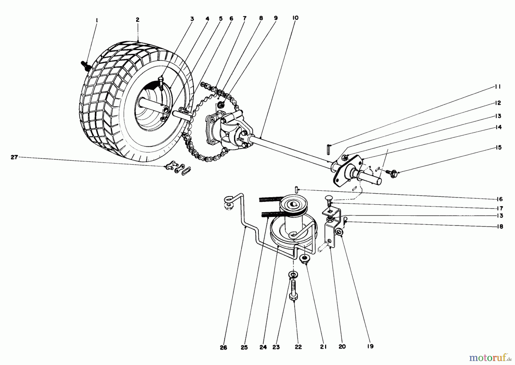 Toro Neu Mowers, Rear-Engine Rider 56100 (732) - Toro 732 Sportsman Rider, 1973 (3000001-3999999) REAR AXLE ASSEMBLY