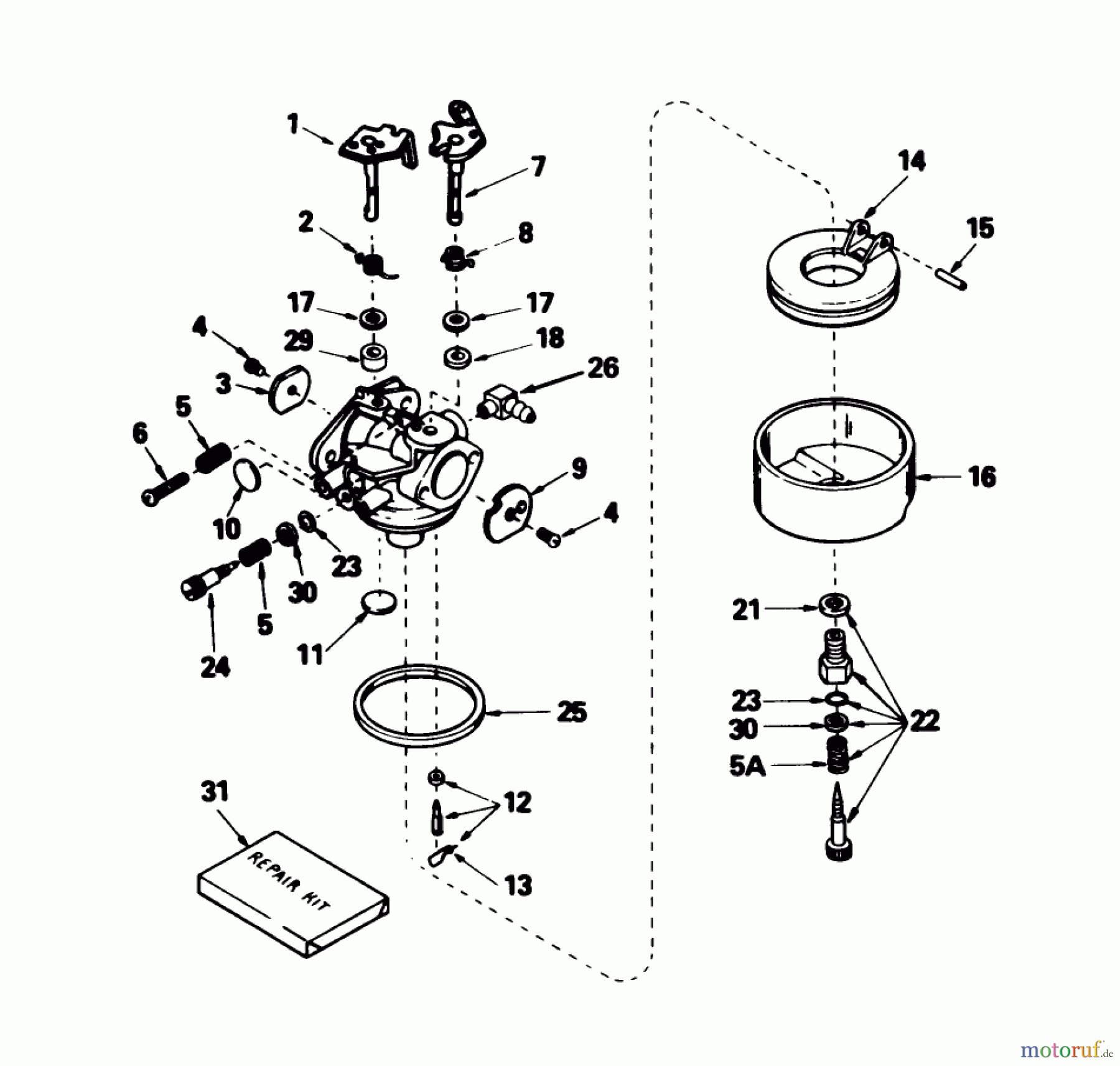 Toro Neu Mowers, Rear-Engine Rider 56123 (8-25) - Toro 8-25 Rear Engine Rider, 1989 (9000001-9999999) CARBURETOR NO. 632238 (MODELS 56123 & 56127)