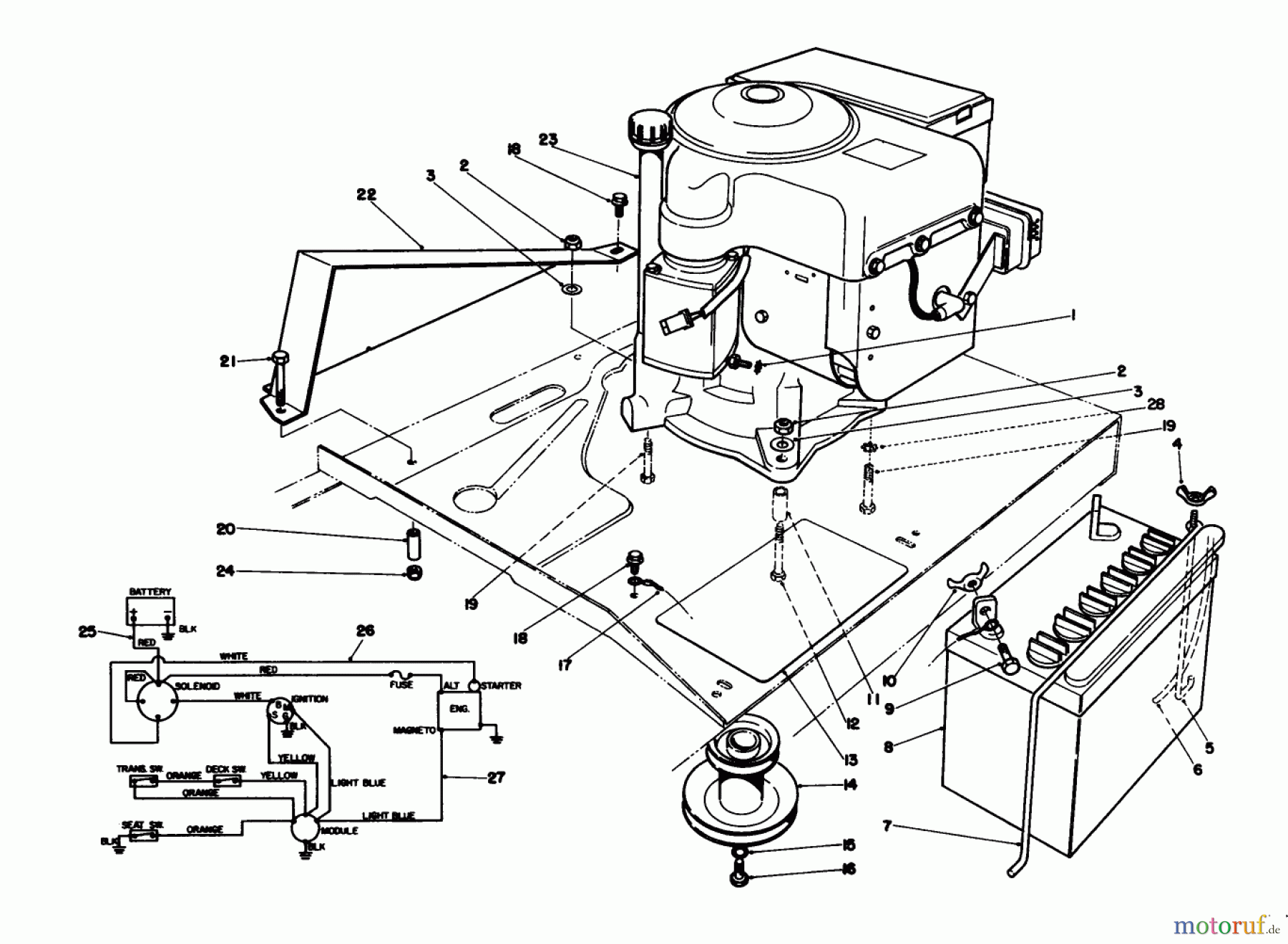  Toro Neu Mowers, Rear-Engine Rider 56123 (8-25) - Toro 8-25 Rear Engine Rider, 1989 (9000001-9999999) ENGINE ASSEMBLY