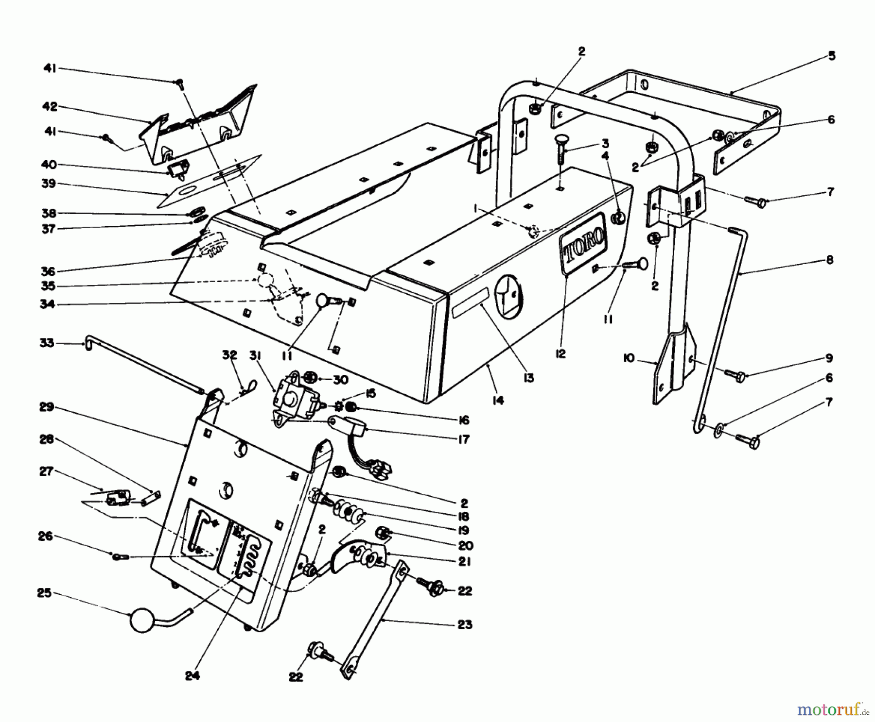 Toro Neu Mowers, Rear-Engine Rider 56123 (8-25) - Toro 8-25 Rear Engine Rider, 1989 (9000001-9999999) REAR BODY ASSEMBIY