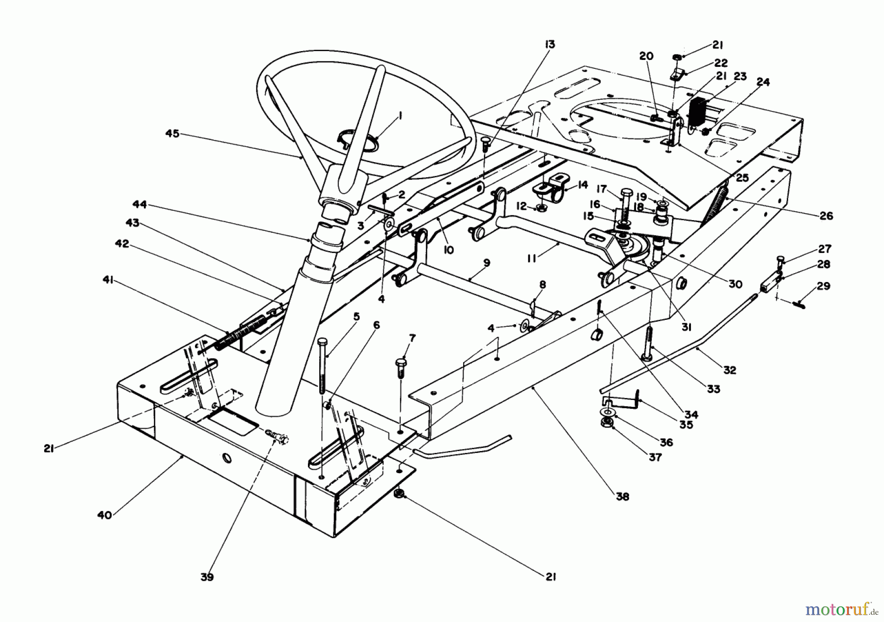 Toro Neu Mowers, Rear-Engine Rider 56125 (7-25) - Toro 7-25 Rear Engine Rider, 1982 (2000001-2999999) FRAME ASSEMBLY