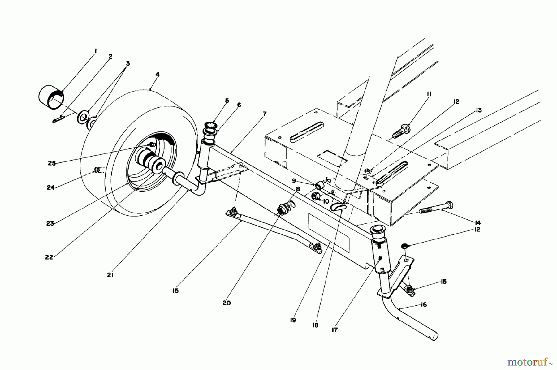 Toro Neu Mowers, Rear-Engine Rider 56125 (7-25) - Toro 7-25 Rear Engine Rider, 1982 (2000001-2999999) FRONT AXLE ASSEMBLY