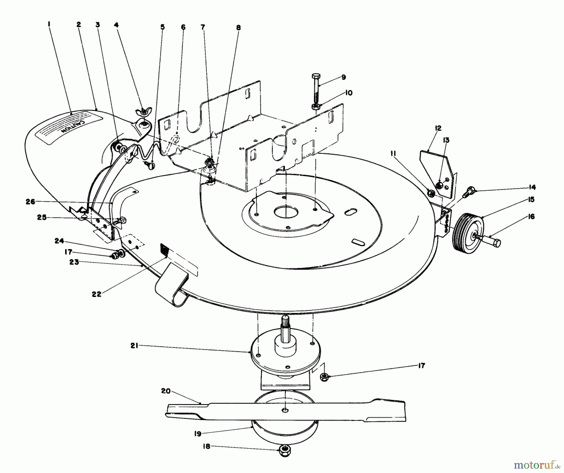 Toro Neu Mowers, Rear-Engine Rider 56125 (7-25) - Toro 7-25 Rear Engine Rider, 1982 (2000001-2999999) MOWER HOUSING ASSEMBLY