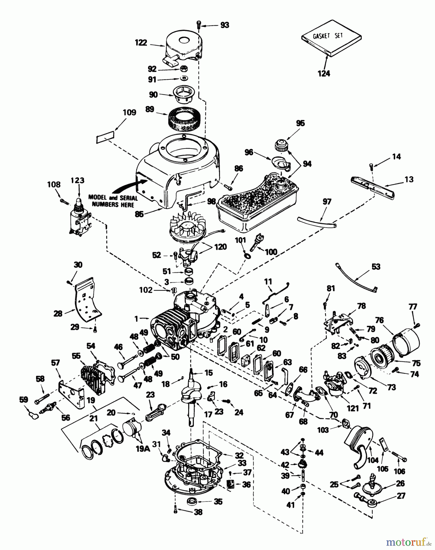 Toro Neu Mowers, Rear-Engine Rider 56125 (7-25) - Toro 7-25 Rear Engine Rider, 1982 (2000001-2999999) TECUMSEH ENGINE MODEL NO.V70-125183D