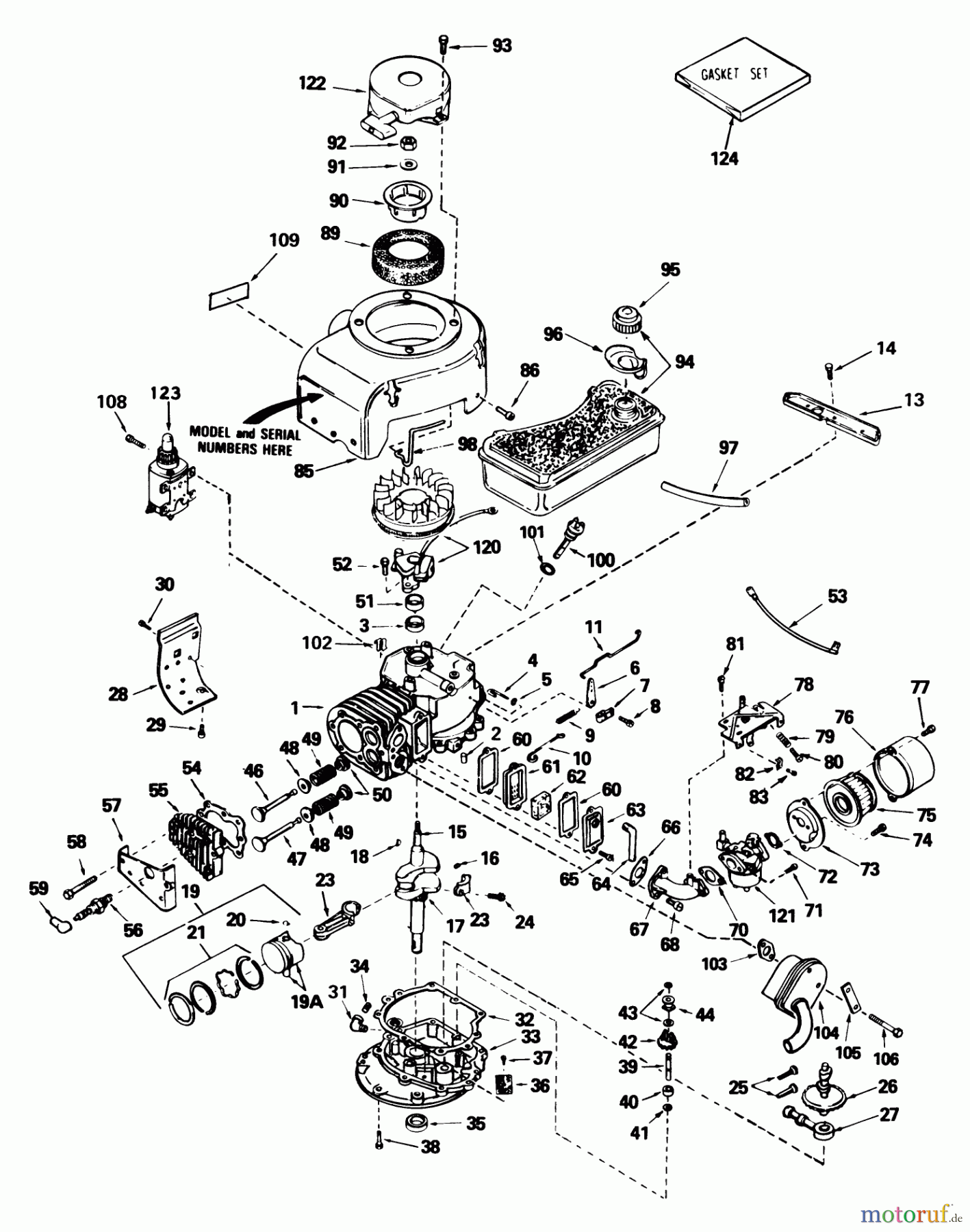 Toro Neu Mowers, Rear-Engine Rider 56125 (7-25) - Toro 7-25 Rear Engine Rider, 1983 (3000001-3999999) TECUMSEH ENGINE MODEL NO. V70-125183D