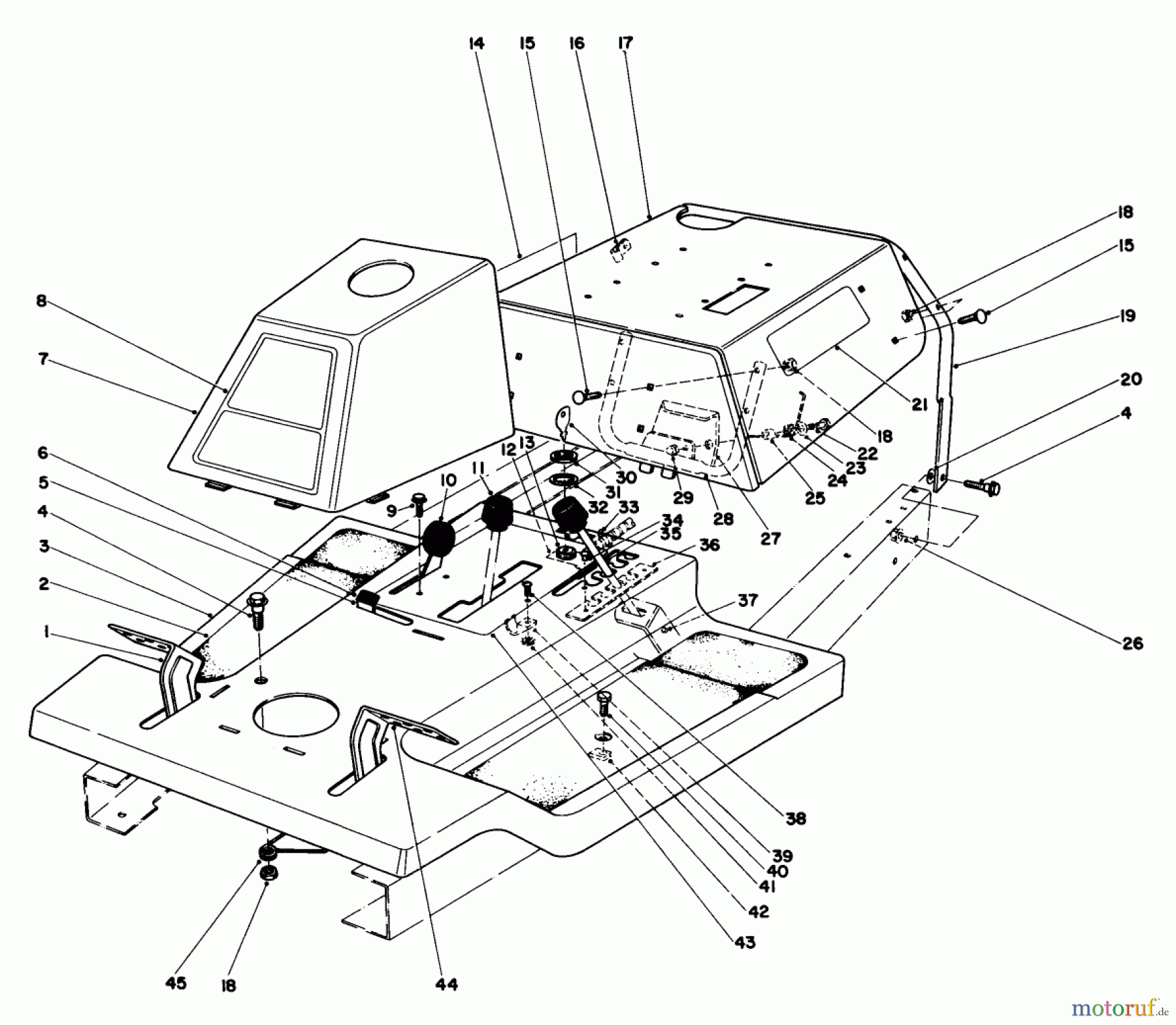 Toro Neu Mowers, Rear-Engine Rider 56125 (7-25) - Toro 7-25 Rear Engine Rider, 1984 (4000001-4999999) BODY ASSEMBLY