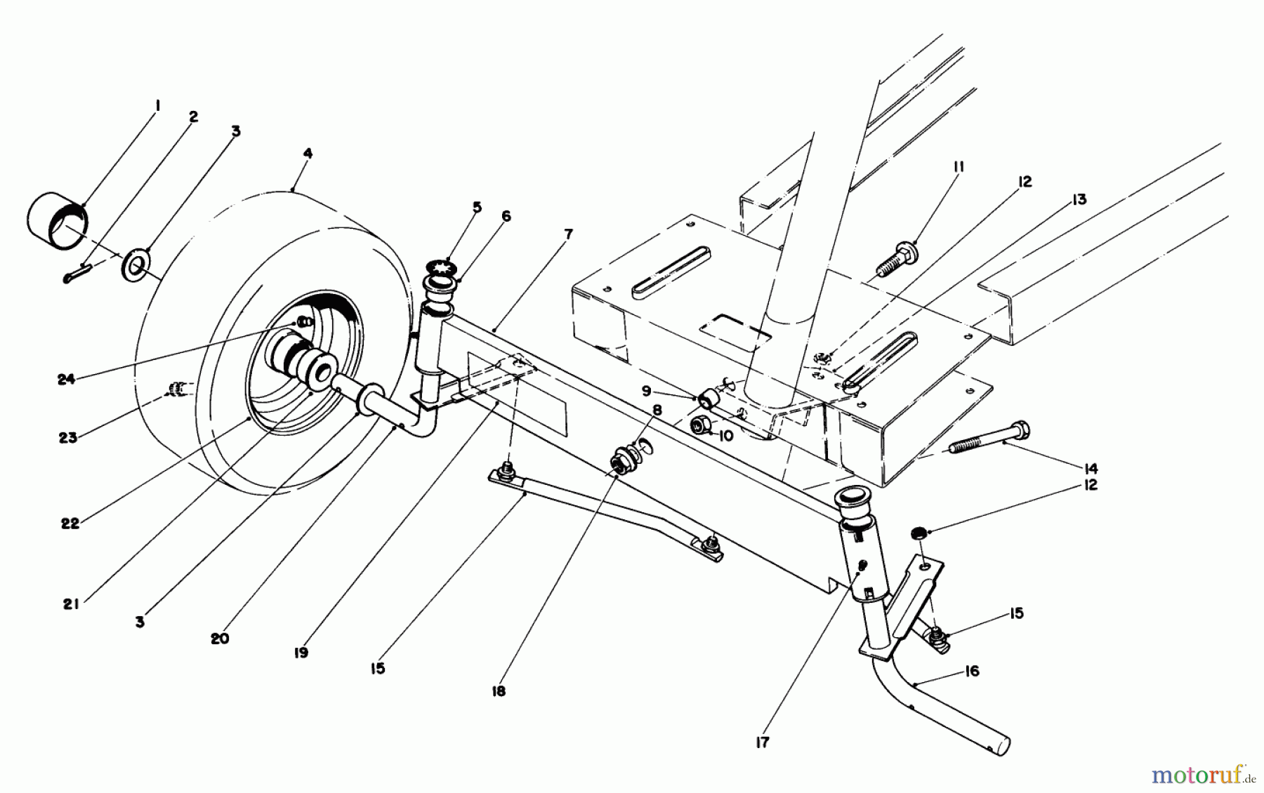 Toro Neu Mowers, Rear-Engine Rider 56125 (7-25) - Toro 7-25 Rear Engine Rider, 1984 (4000001-4999999) FRONT AXLE ASSEMBLY