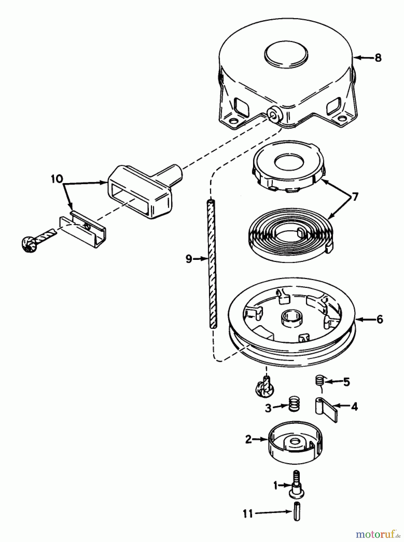Toro Neu Mowers, Rear-Engine Rider 56125 (7-25) - Toro 7-25 Rear Engine Rider, 1984 (4000001-4999999) REWIND STARTER NO. 590420