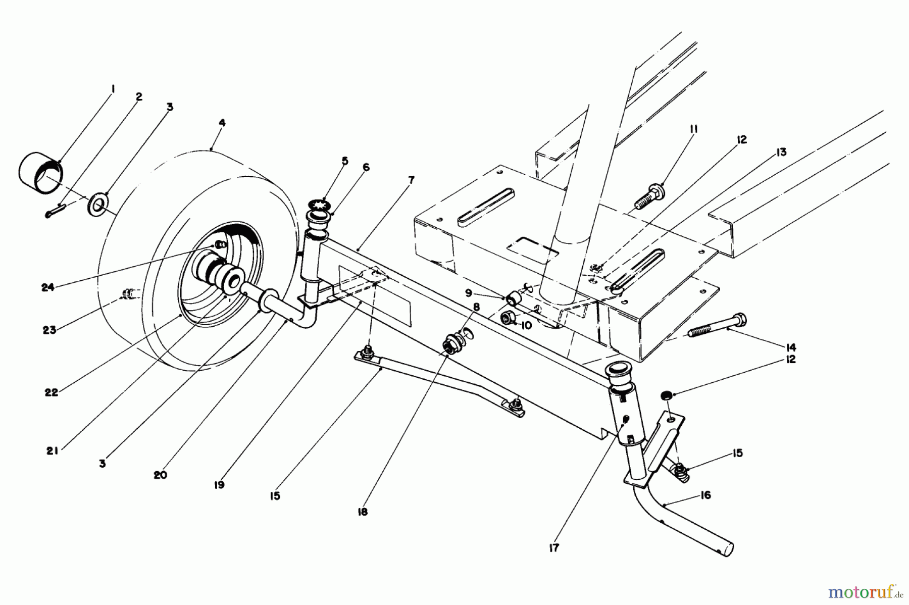  Toro Neu Mowers, Rear-Engine Rider 56125 (7-25) - Toro 7-25 Rear Engine Rider, 1985 (5000001-5999999) FRONT AXLE ASSEMBLY