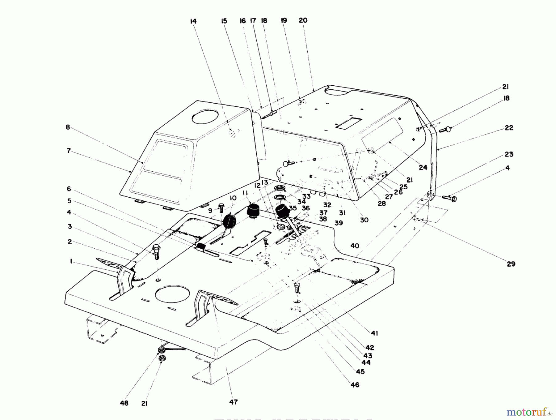 Toro Neu Mowers, Rear-Engine Rider 56125 (7-25) - Toro 7-25 Rear Engine Rider, 1987 (7000001-7999999) BODY ASSEMBLY