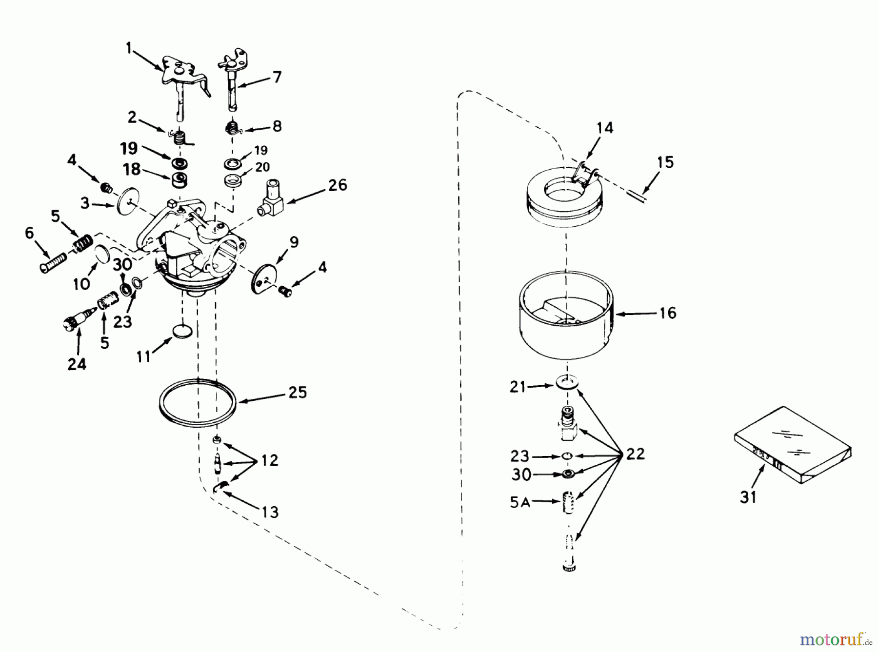 Toro Neu Mowers, Rear-Engine Rider 56125 (7-25) - Toro 7-25 Rear Engine Rider, 1987 (7000001-7999999) CARBURETOR NO. 631449