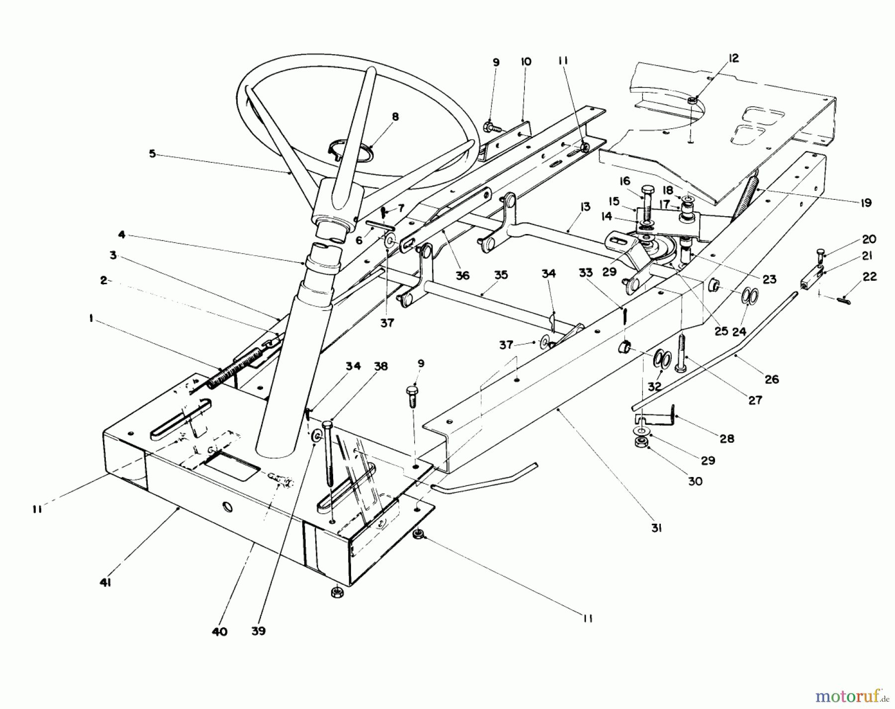 Toro Neu Mowers, Rear-Engine Rider 56125 (7-25) - Toro 7-25 Rear Engine Rider, 1987 (7000001-7999999) FRAME ASSEMBLY