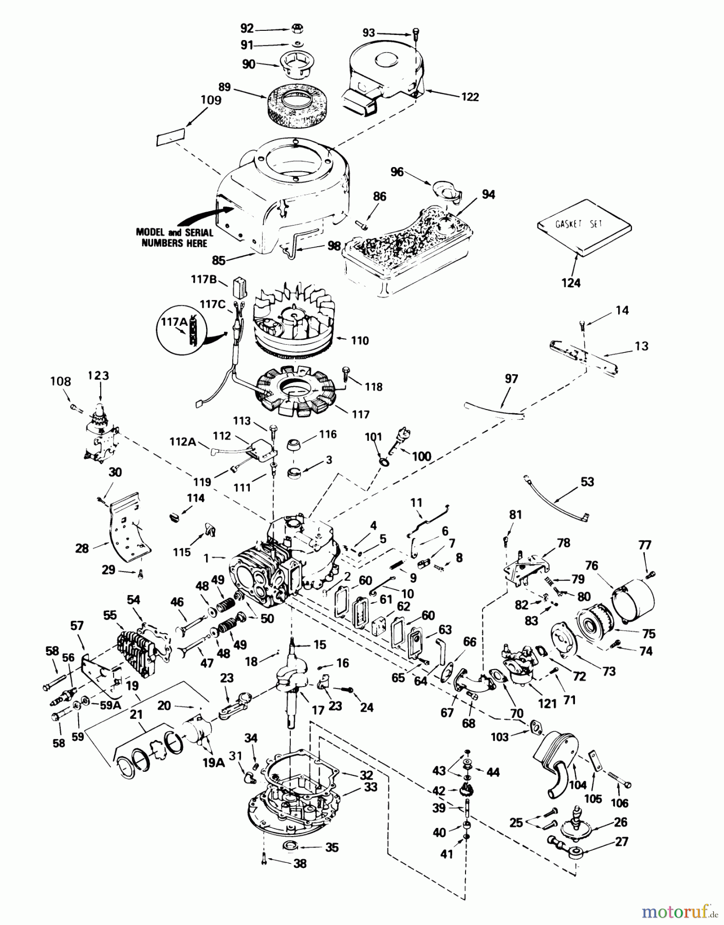 Toro Neu Mowers, Rear-Engine Rider 56125 (7-25) - Toro 7-25 Rear Engine Rider, 1987 (7000001-7999999) TECUMSEH ENGINE MODEL V70-125260E