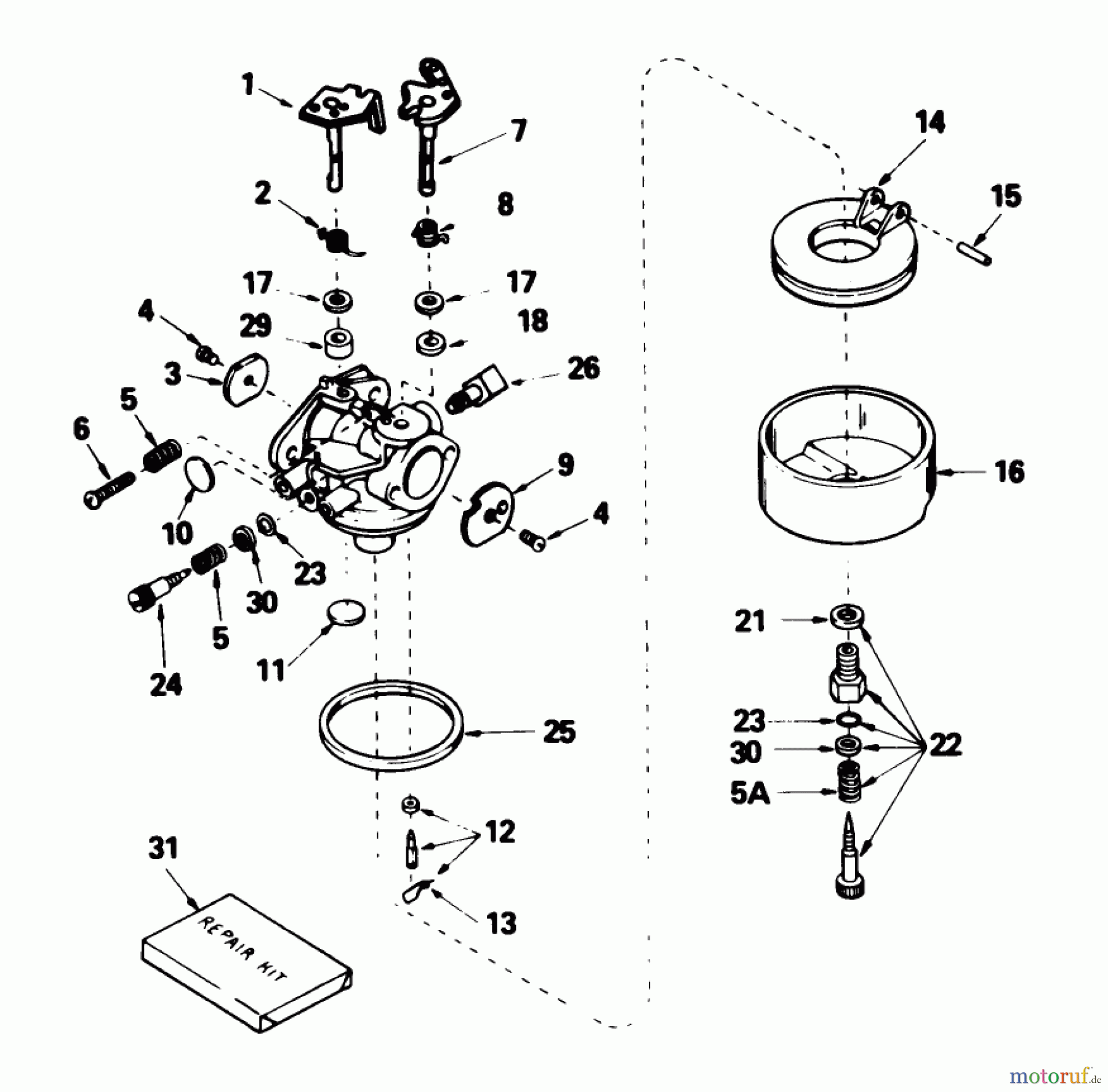 Toro Neu Mowers, Rear-Engine Rider 56127 (7-25) - Toro 7-25 Rear Engine Rider, 1988 (8000001-8999999) CARBURETOR NO. 632237