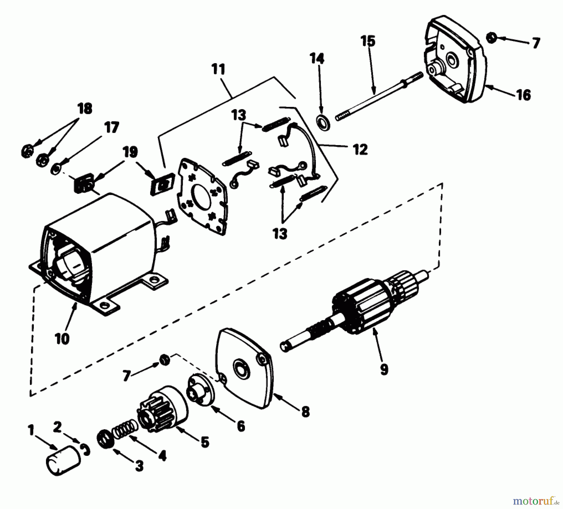 Toro Neu Mowers, Rear-Engine Rider 56127 (7-25) - Toro 7-25 Rear Engine Rider, 1988 (8000001-8999999) STARTER MOTOR NO. 33605