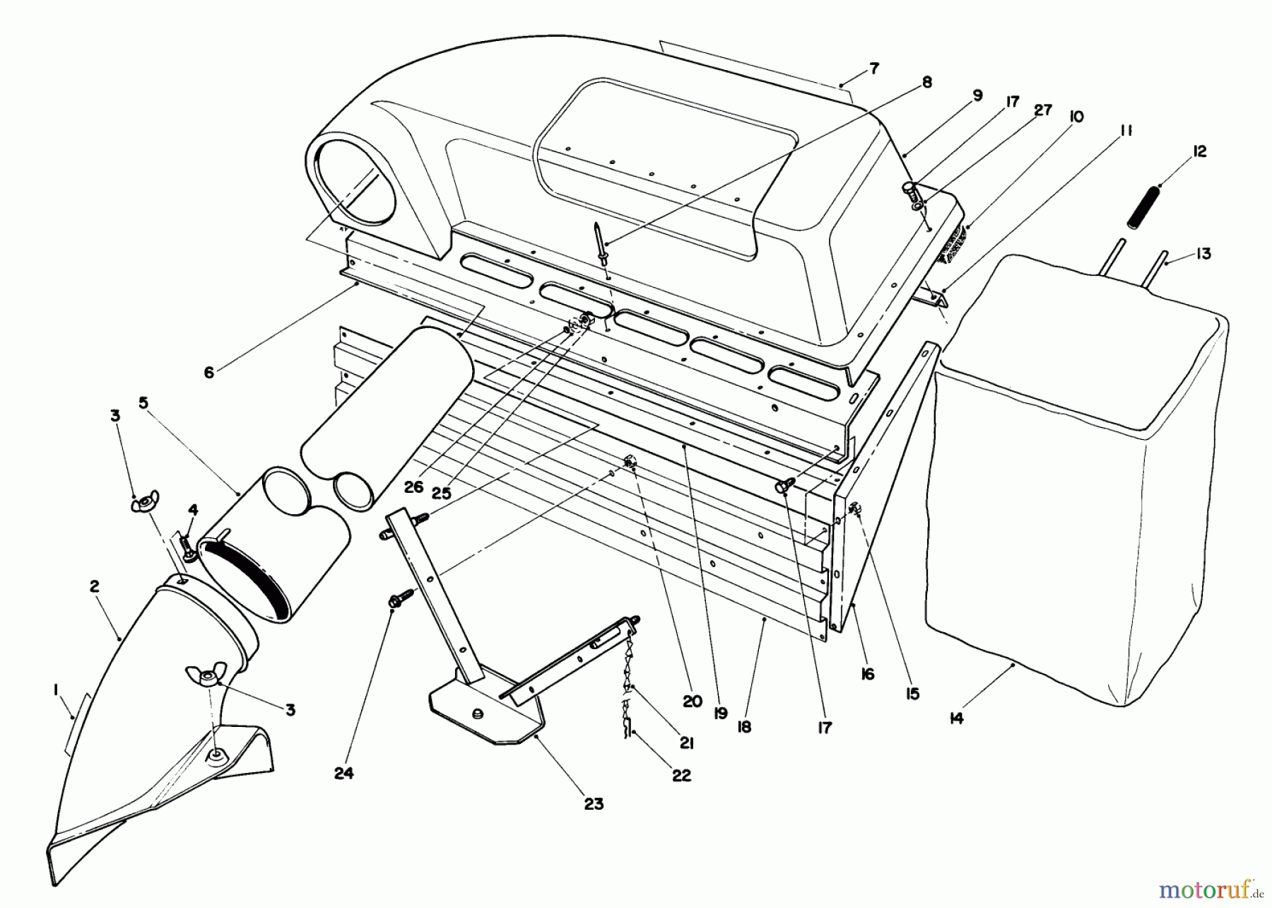 Toro Neu Mowers, Rear-Engine Rider 56127 (7-25) - Toro 7-25 Rear Engine Rider, 1988 (8000001-8999999) TWIN BAGGER GRASS CATCHER MODEL 59053 (OPTIONAL)