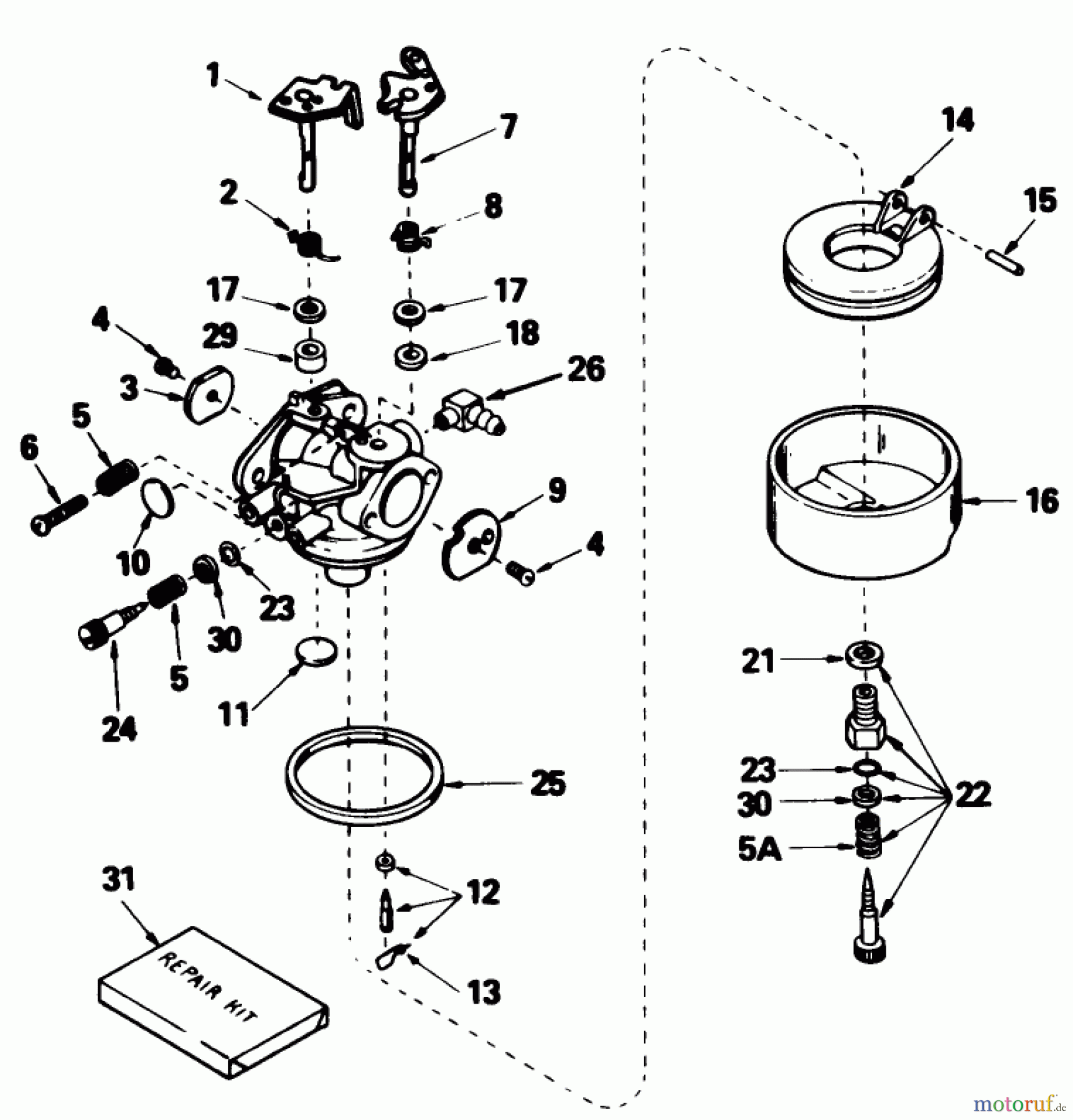 Toro Neu Mowers, Rear-Engine Rider 56128 (8-25) - Toro 8-25 Rear Engine Rider, 1989 (9000001-9999999) CARBURETOR NO. 632238