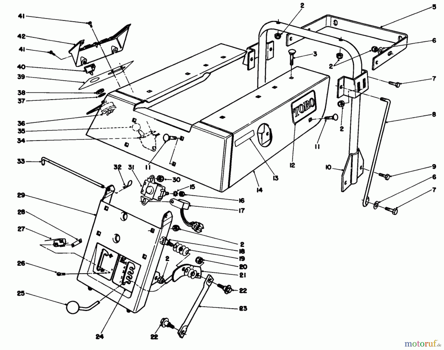 Toro Neu Mowers, Rear-Engine Rider 56128 (8-25) - Toro 8-25 Rear Engine Rider, 1989 (9000001-9999999) REAR BODY ASSEMBLY