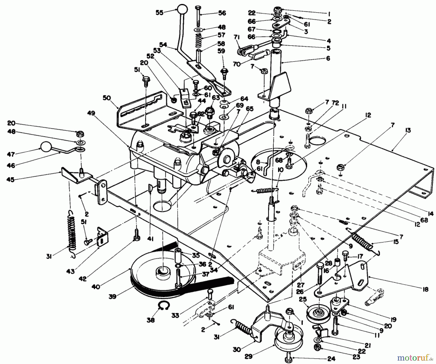 Toro Neu Mowers, Rear-Engine Rider 56128 (8-25) - Toro 8-25 Rear Engine Rider, 1989 (9000001-9999999) TRANSMISSION & LINKAGE ASSEMBLY