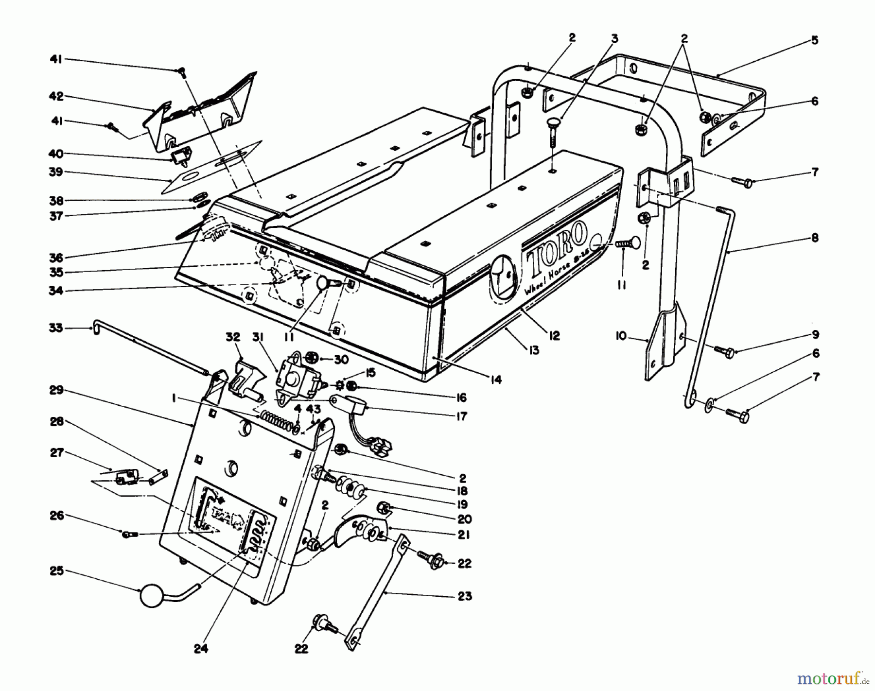 Toro Neu Mowers, Rear-Engine Rider 56132 (8-25) - Toro 8-25 Recycler Rider, 1992 (2000001-2999999) REAR BODY ASSEMBLY