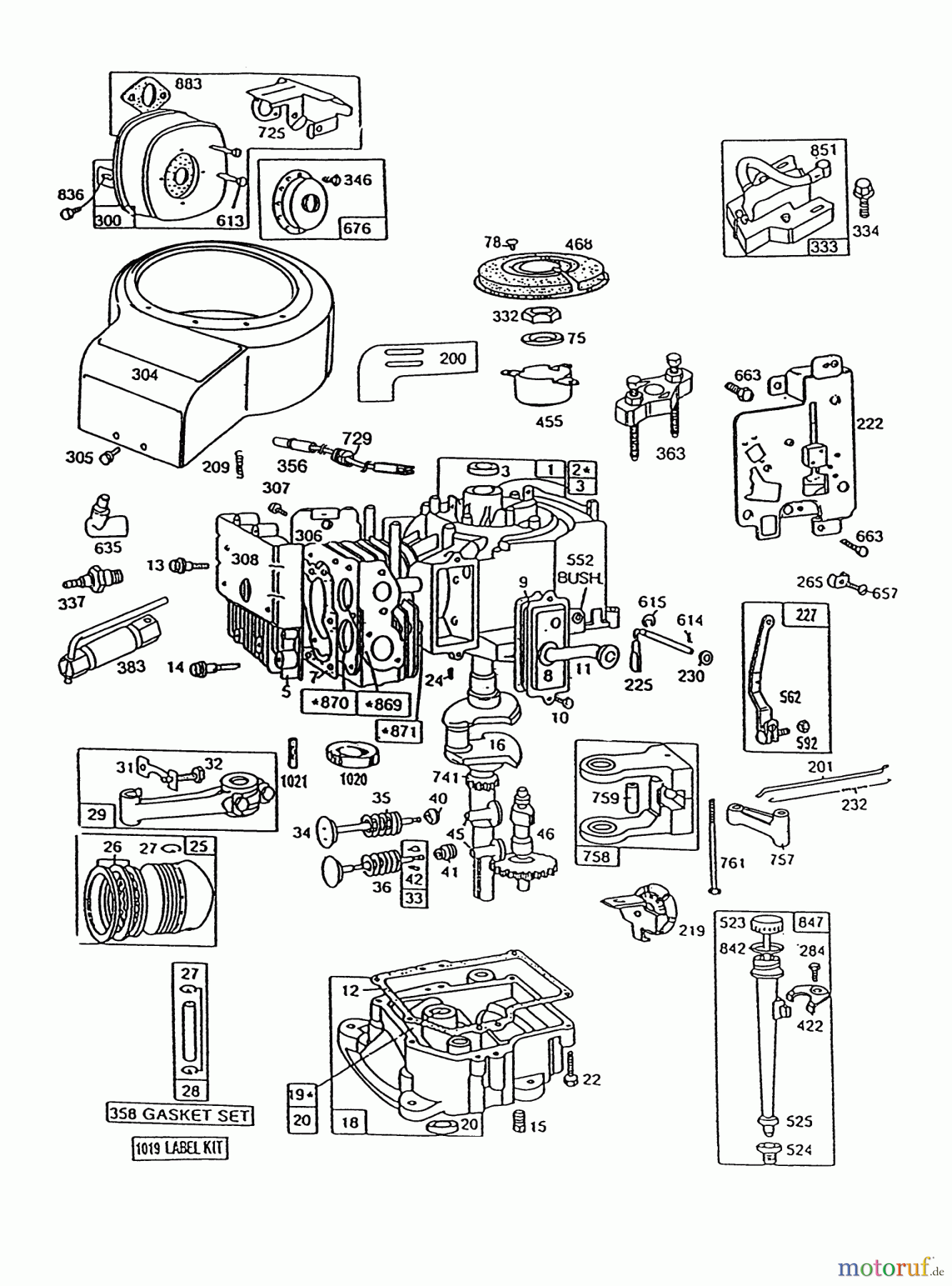 Toro Neu Mowers, Rear-Engine Rider 56132 (825) - Toro 825 Recycler Rider, 1991 (1000001-1999999) BRIGGS & STRATTON MODEL NO. 191707-6021-01 #1