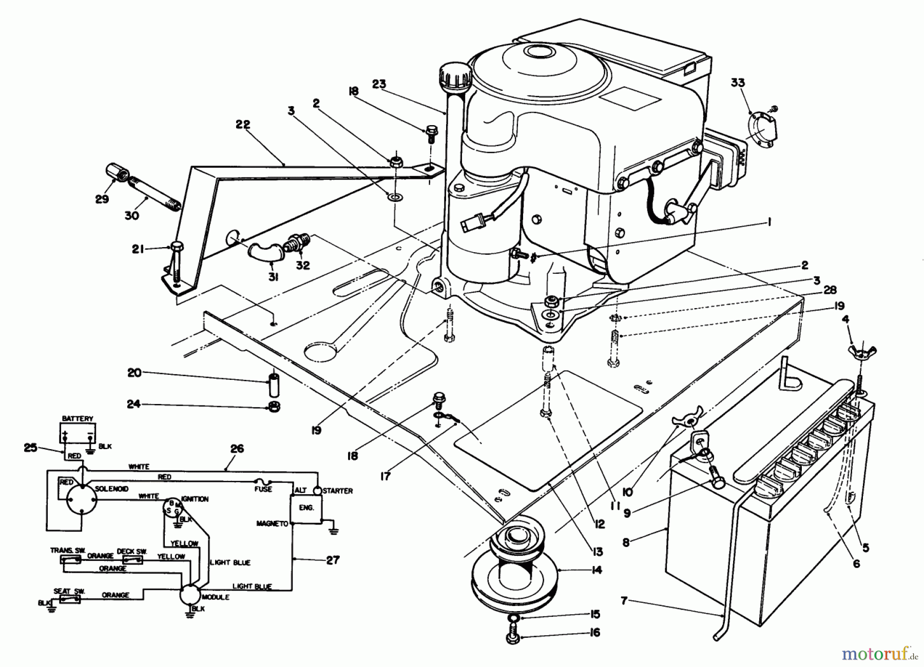 Toro Neu Mowers, Rear-Engine Rider 56132 (825) - Toro 825 Recycler Rider, 1991 (1000001-1999999) ENGINE ASSEMBLY