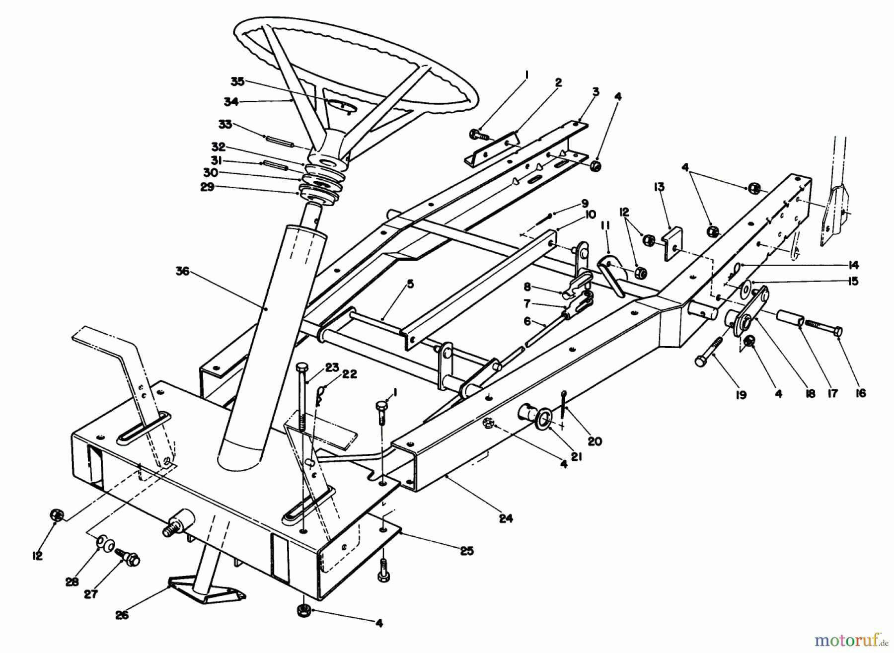Toro Neu Mowers, Rear-Engine Rider 56133 (8-25) - Toro 8-25 Rear Engine Rider, 1991 (1000001-1999999) FRAME ASSEMBLY
