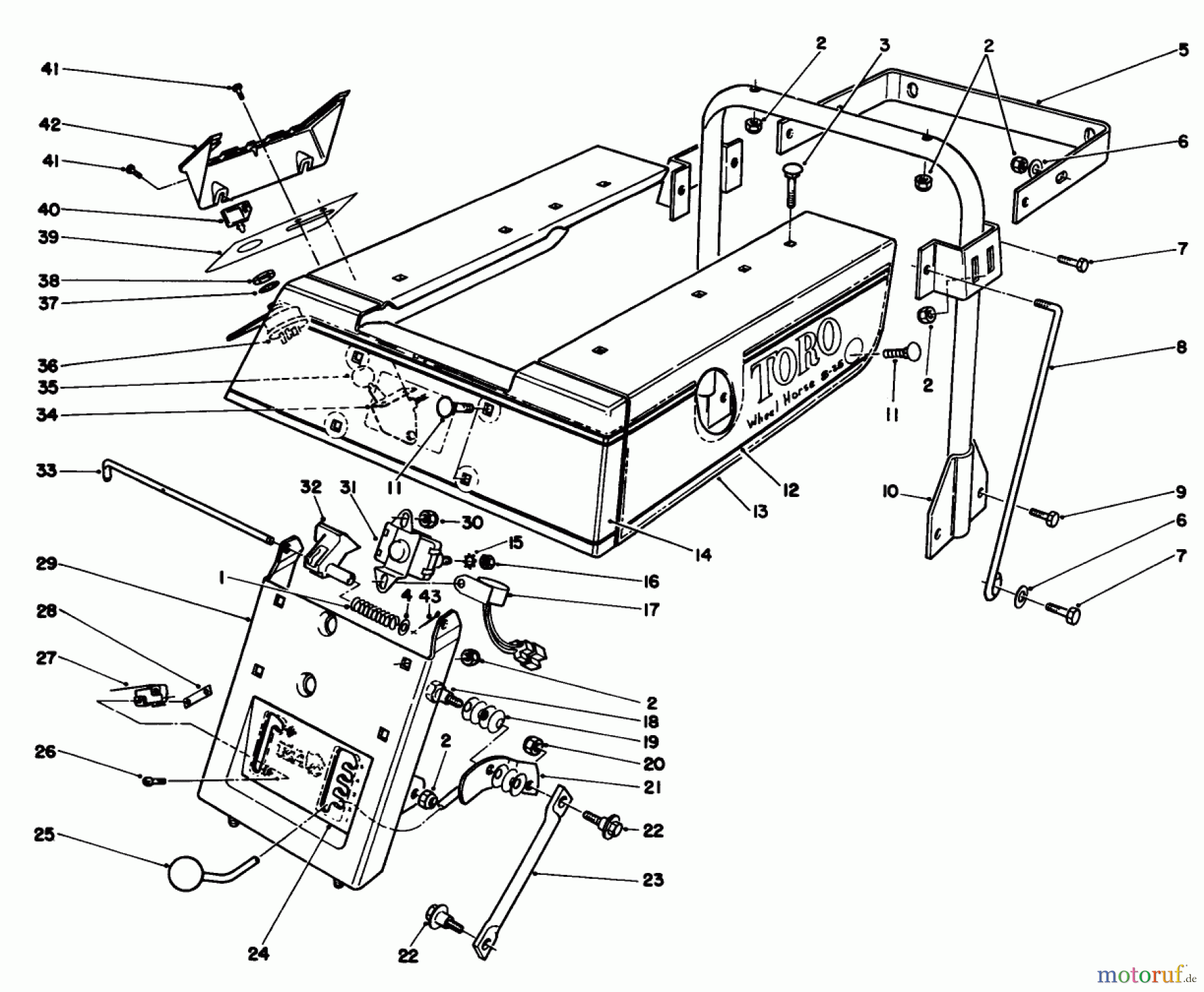 Toro Neu Mowers, Rear-Engine Rider 56133 (8-25) - Toro 8-25 Rear Engine Rider, 1991 (1000001-1999999) REAR BODY ASSEMBLY