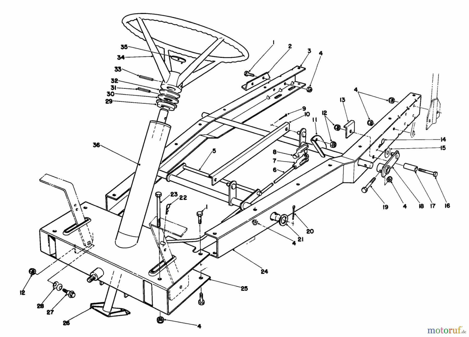 Toro Neu Mowers, Rear-Engine Rider 56133 (8-25) - Toro 8-25 Rear Engine Rider, 1992 (2000001-2999999) FRAME ASSEMBLY