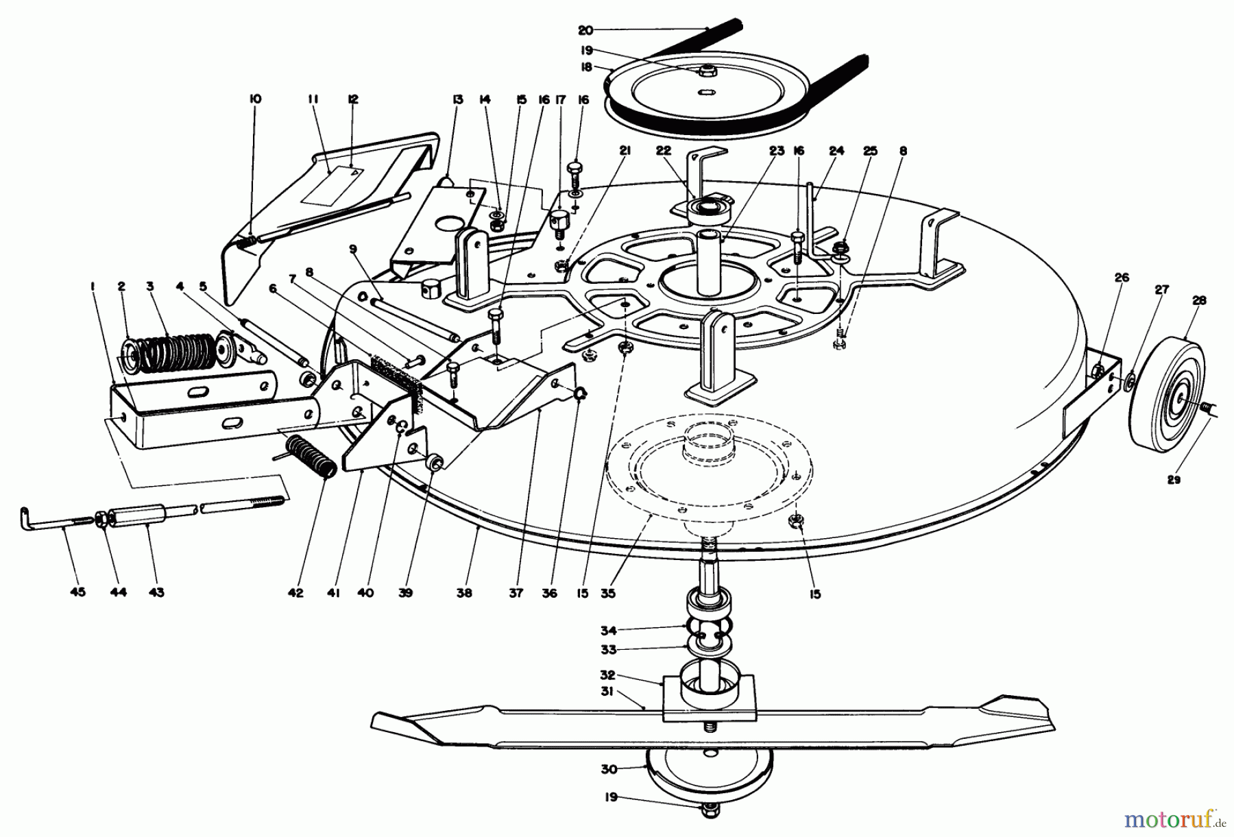  Toro Neu Mowers, Rear-Engine Rider 56138 (8-32) - Toro 8-32 Rear Engine Rider, 1983 (3000001-3999999) MOWER ASSEMBLY