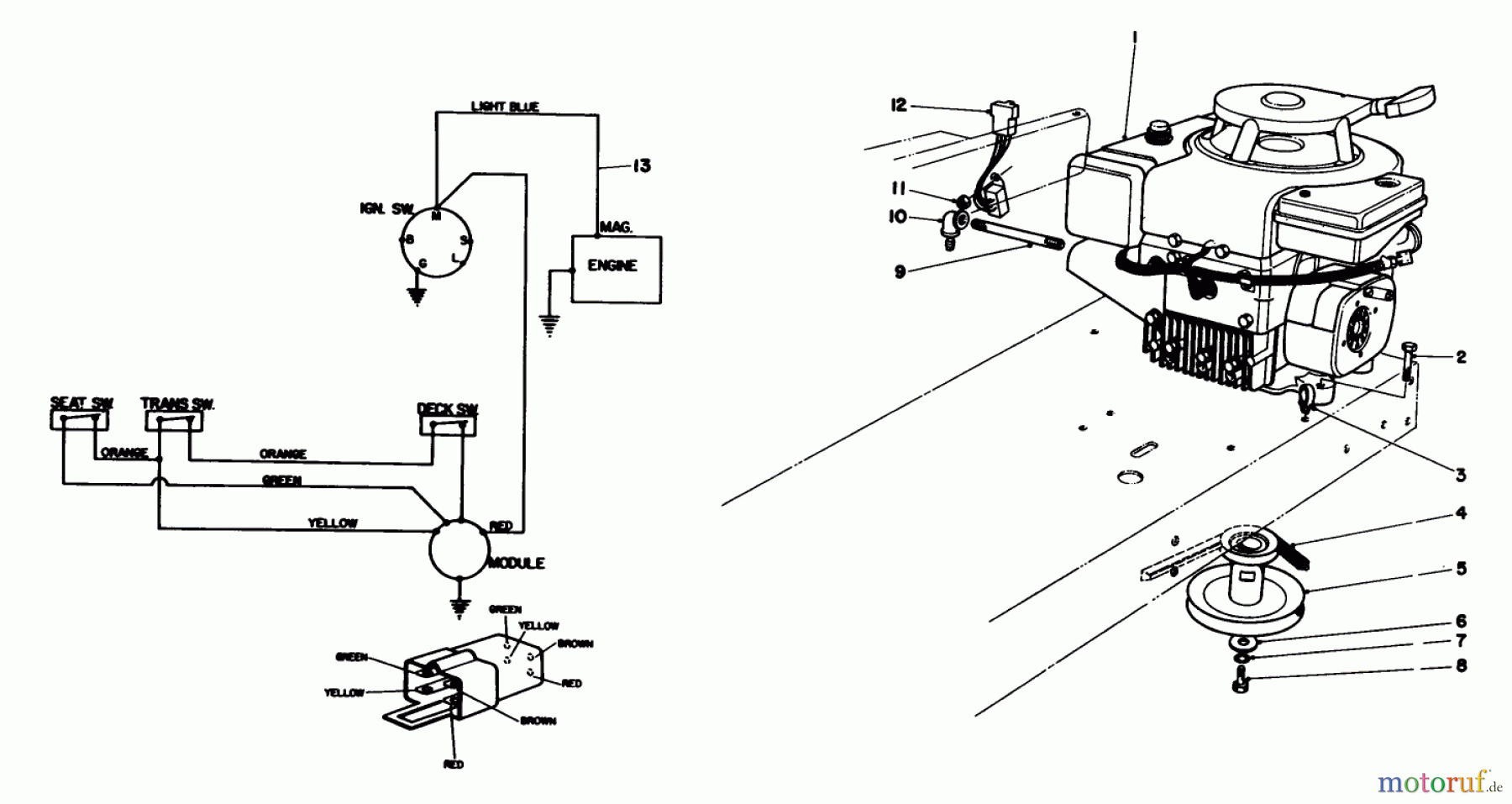Toro Neu Mowers, Rear-Engine Rider 56138 (8-32) - Toro 8-32 Rear Engine Rider, 1984 (4000001-4999999) ENGINE ASSEMBLY