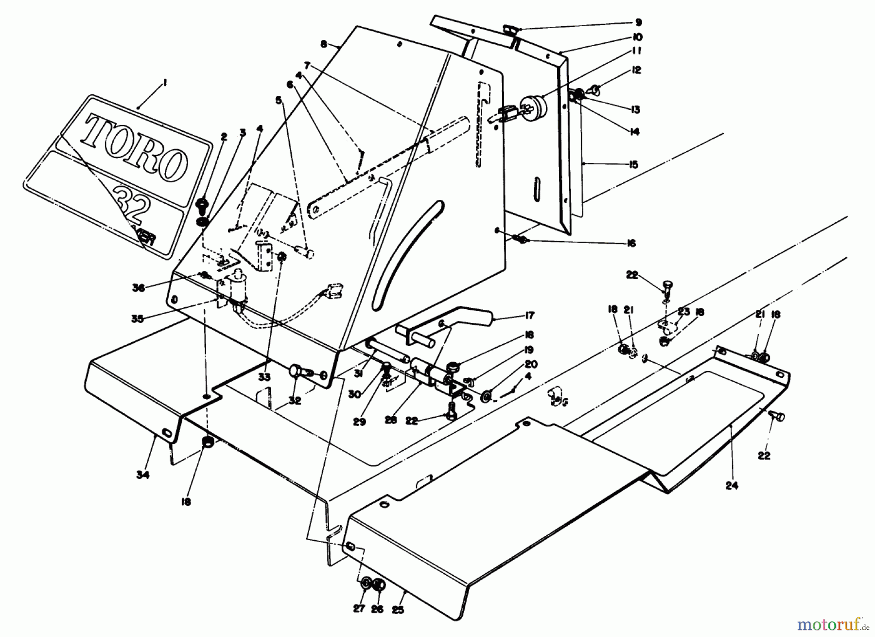 Toro Neu Mowers, Rear-Engine Rider 56138 (8-32) - Toro 8-32 Rear Engine Rider, 1984 (4000001-4999999) FRONT TOWER ASSEMBLY