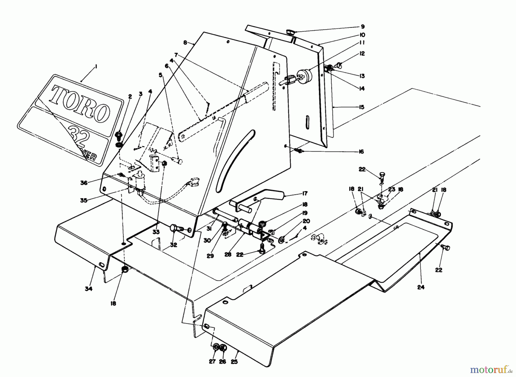 Toro Neu Mowers, Rear-Engine Rider 56138 (8-32) - Toro 8-32 Rear Engine Rider, 1985 (5000001-5999999) FRONT TOWER ASSEMBLY