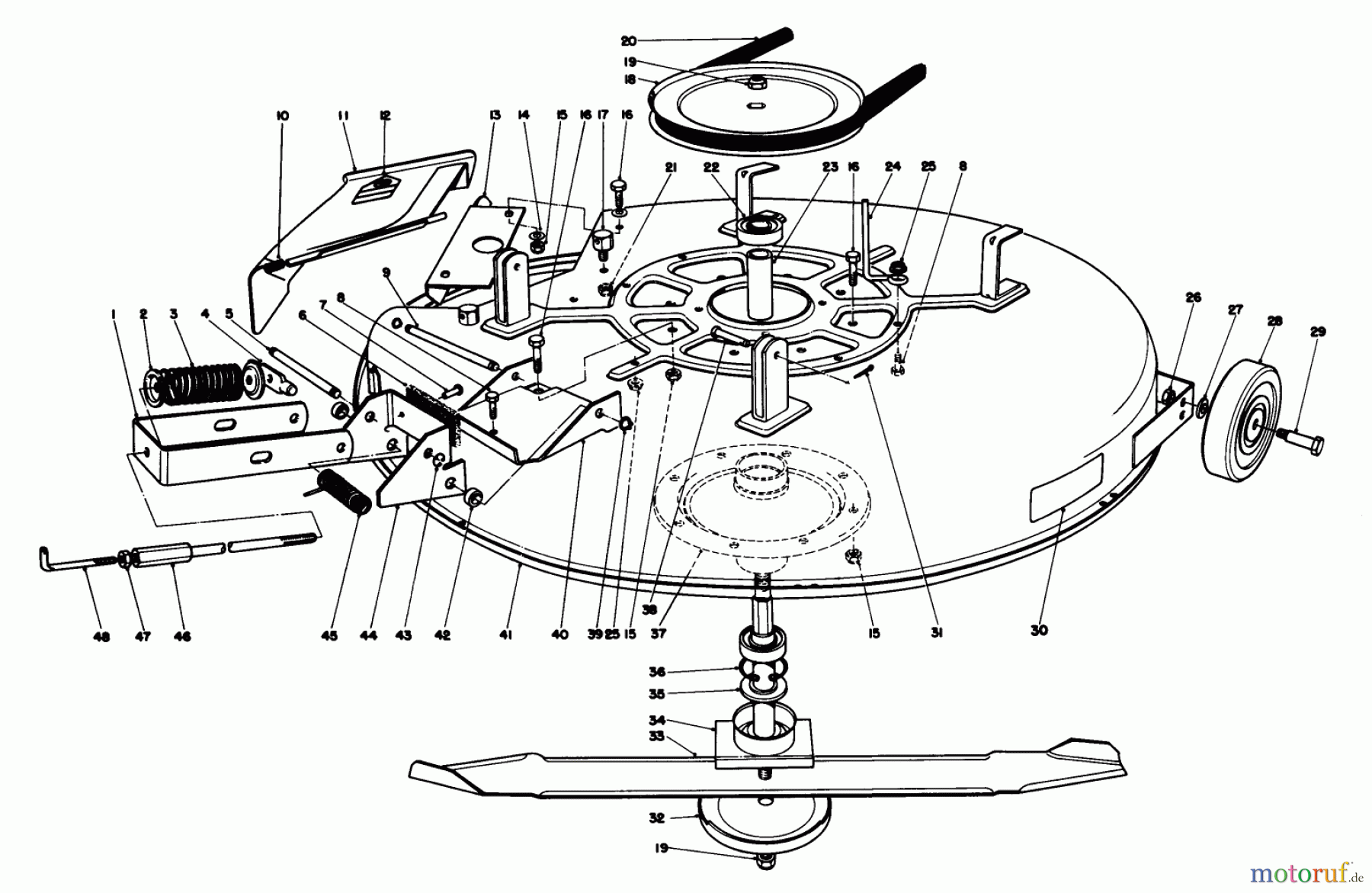 Toro Neu Mowers, Rear-Engine Rider 56138 (8-32) - Toro 8-32 Rear Engine Rider, 1985 (5000001-5999999) MOWER ASSEMBLY