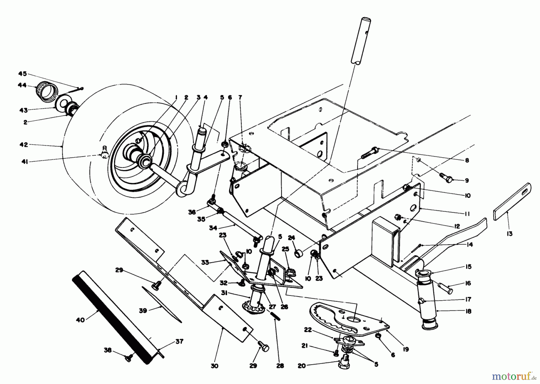 Toro Neu Mowers, Rear-Engine Rider 56138 (8-32) - Toro 8-32 Rear Engine Rider, 1986 (6000001-6999999) FRONT AXLE ASSEMBLY