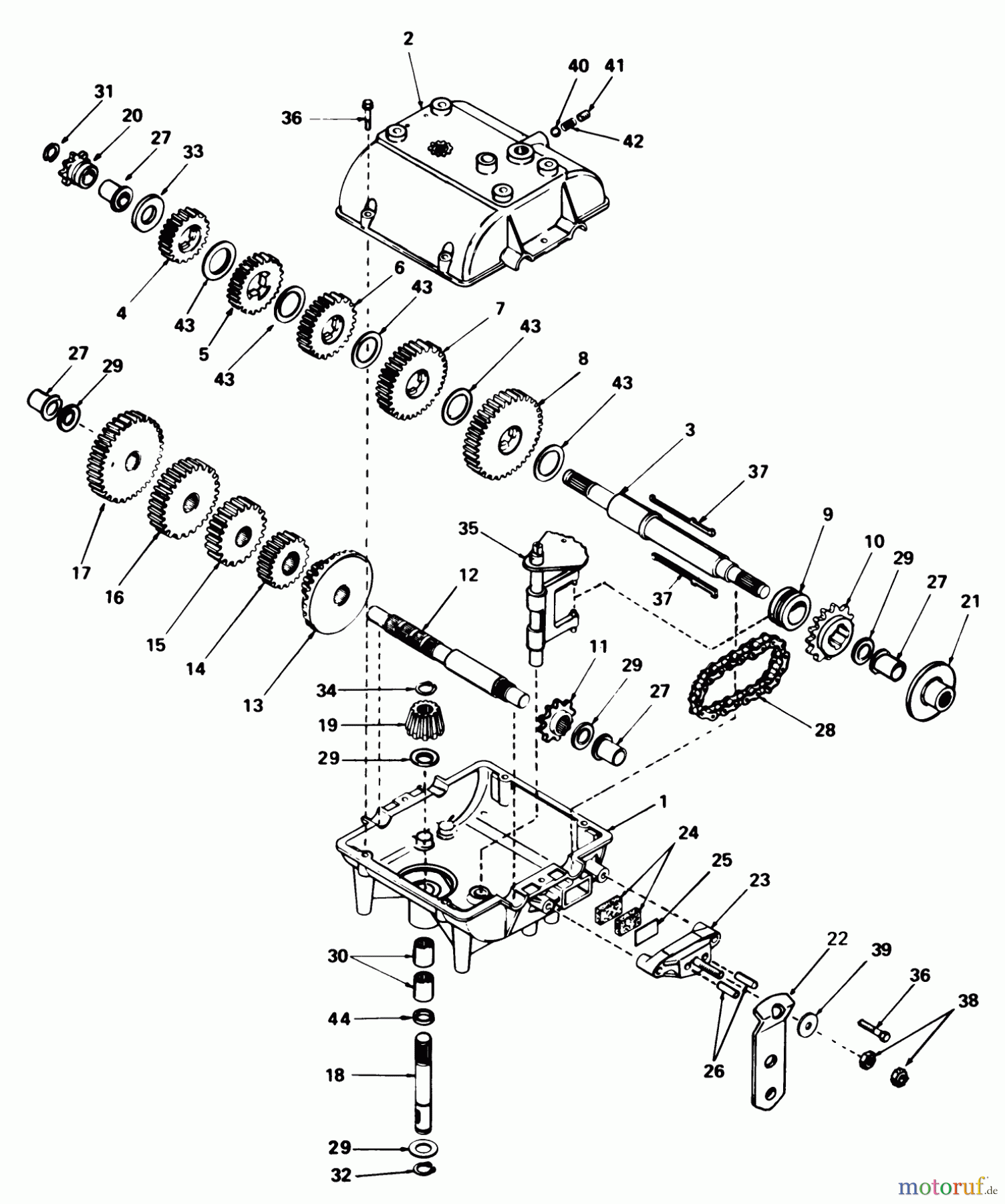  Toro Neu Mowers, Rear-Engine Rider 56145 (8-32) - Toro 8-32 Rear Engine Rider, 1983 (3000001-3999999) TRANSMISSION MODEL 770