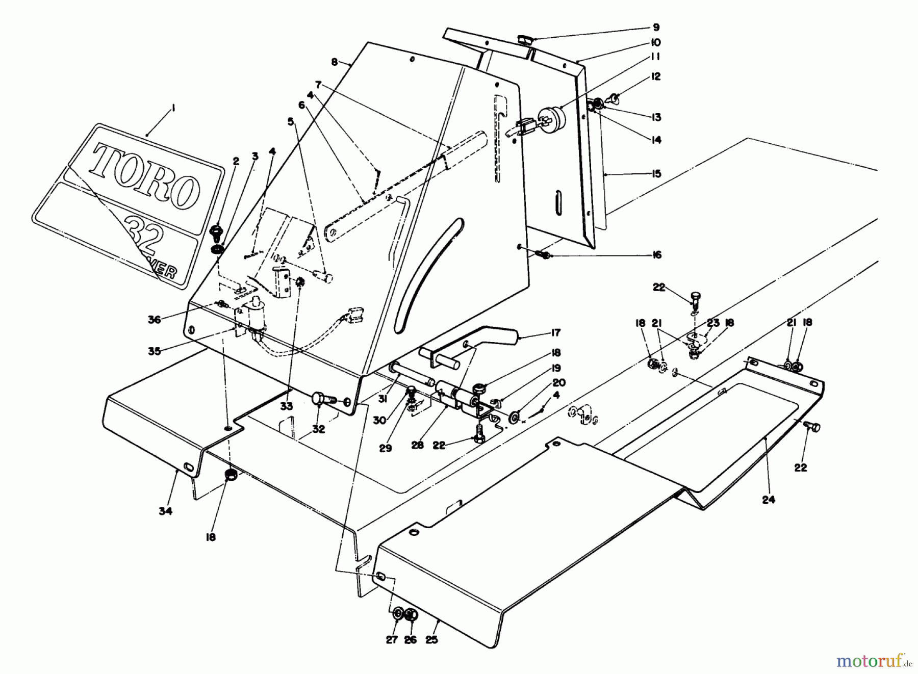 Toro Neu Mowers, Rear-Engine Rider 56145 (8-32) - Toro 8-32 Rear Engine Rider, 1985 (5000001-5999999) FRONT TOWER ASSEMBLY
