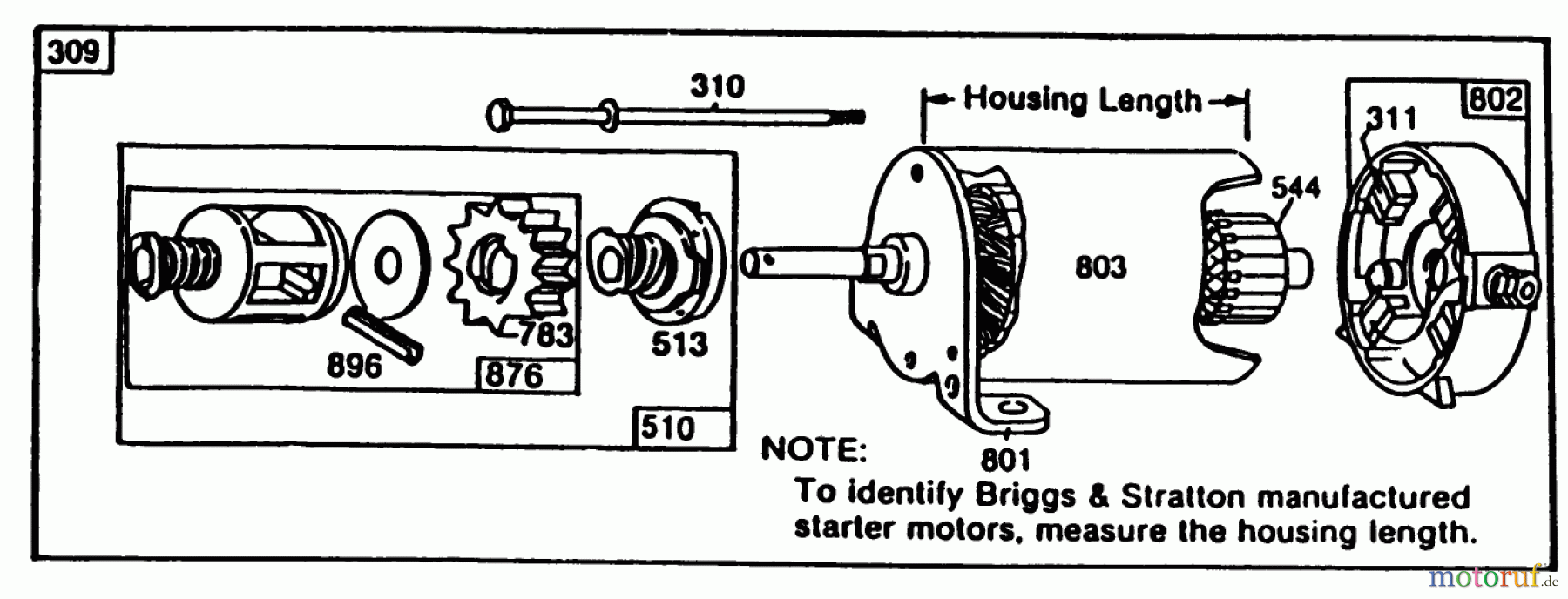 Toro Neu Mowers, Rear-Engine Rider 56150 (8-32) - Toro 8-32 Professional Rear Engine Rider, 1987 (7000001-7999999) BRIGGS & STRATTON STARTER MOTOR ASSEMBLY 8 H.P. REAR ENGINE RIDER MODEL 56150 & 11 H.P. REAR ENGINE RIDER MODEL 56170