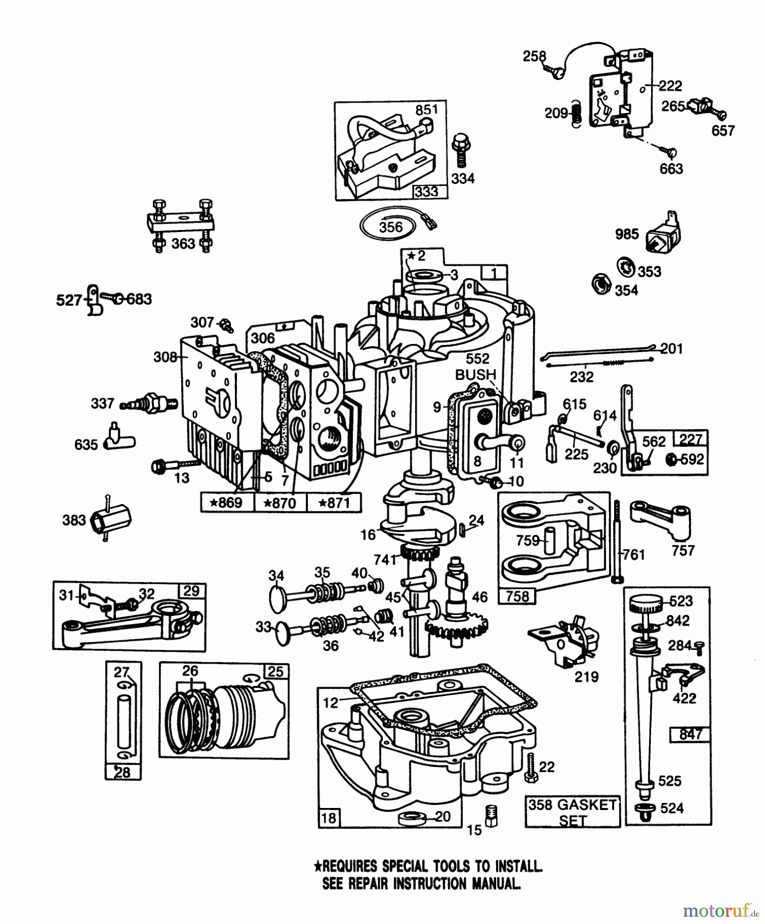 Toro Neu Mowers, Rear-Engine Rider 56150 (8-32) - Toro 8-32 Professional Rider, 1986 (6000001-6999999) ENGINE 11 H.P. BRIGGS & STRATTON MODEL NO. 253707-0195-01 #1