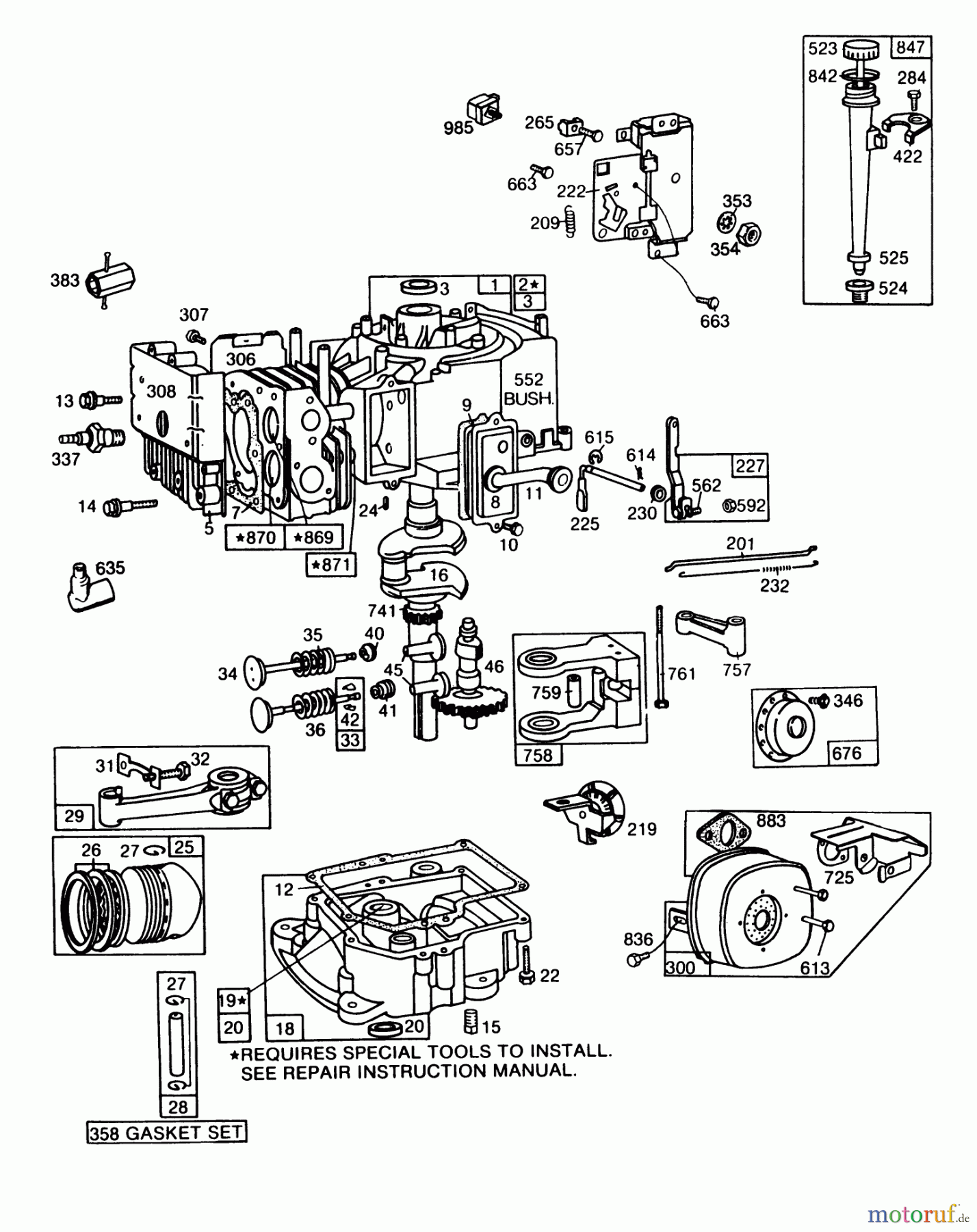 Toro Neu Mowers, Rear-Engine Rider 56150 (8-32) - Toro 8-32 Professional Rider, 1986 (6000001-6999999) ENGINE 8 H.P. BRIGGS & STRATTON MODEL NO. 193707-0152-01 #1